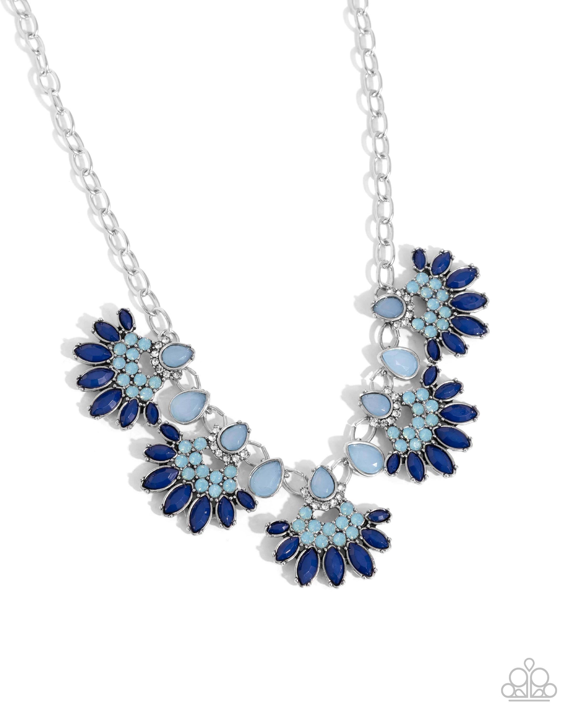 Flawless Fringe - Blue Paparazzi Necklace Accessories,Blue,Necklace,Short Necklace,Silver Accents