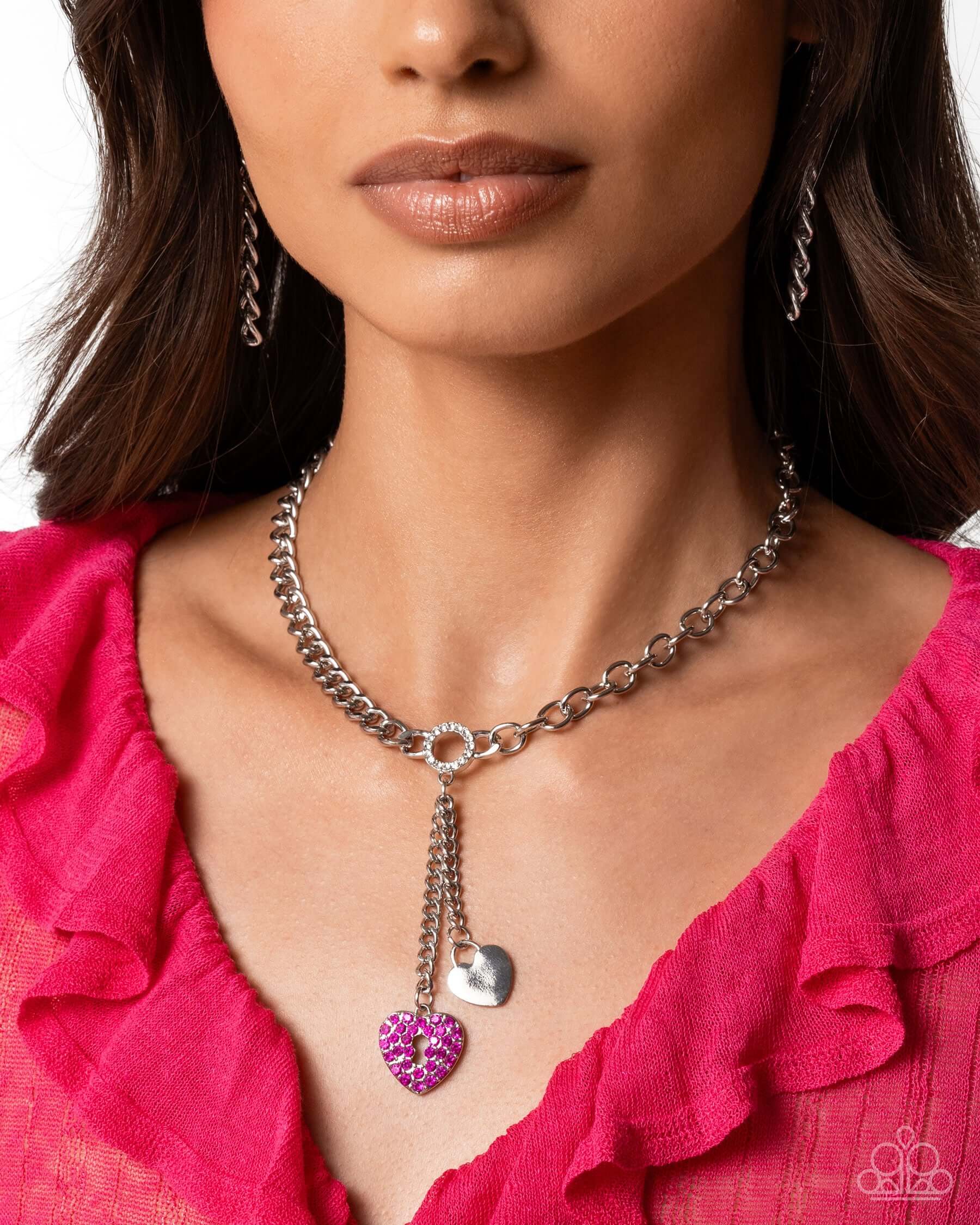 Complete Look Necklace and Bracelet Heart Pink Paparazzi Set $5 Jewelry with Janet Morgan Jewelry Set