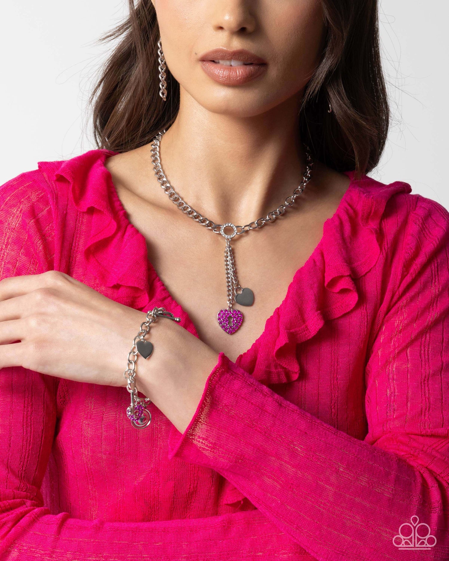 Complete Look Necklace and Bracelet Heart Pink Paparazzi Set $5 Jewelry with Janet Morgan Jewelry Set