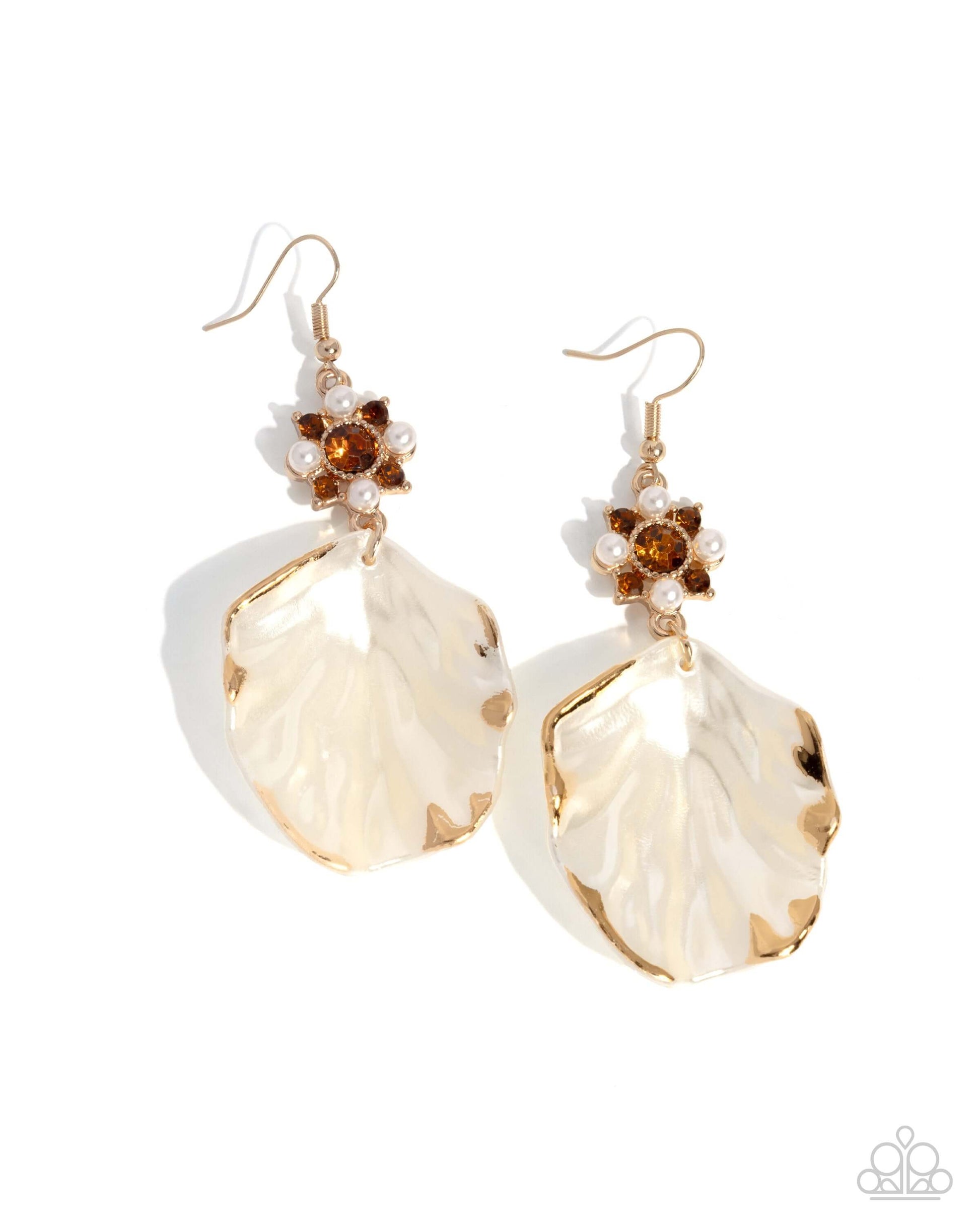 Coastal Candidate - Brown Paparazzi Earrings Accessories,Brown,earrings,Shell-Like