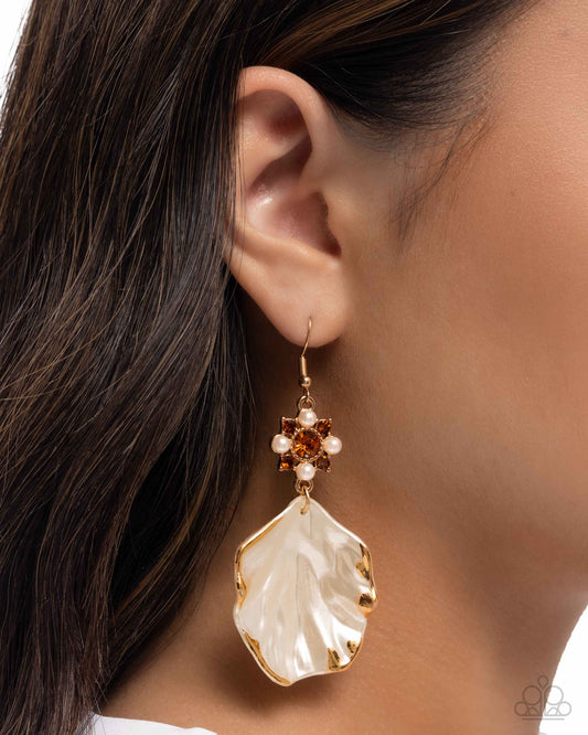 Coastal Candidate - Brown Paparazzi Earrings Accessories,Brown,earrings,Shell-Like