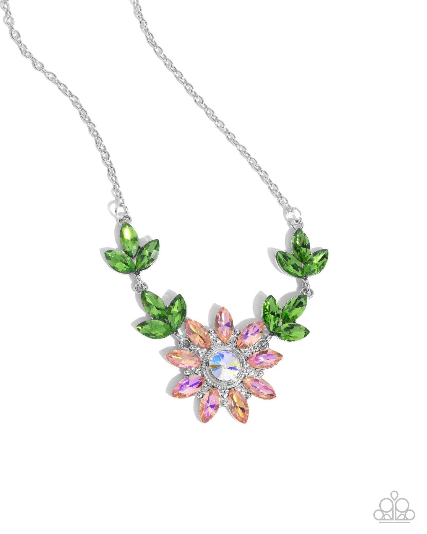 Blossoming Baseline - Orange Paparazzi Necklace Accessories,Necklace,Orange,Short Necklace,Silver Accents