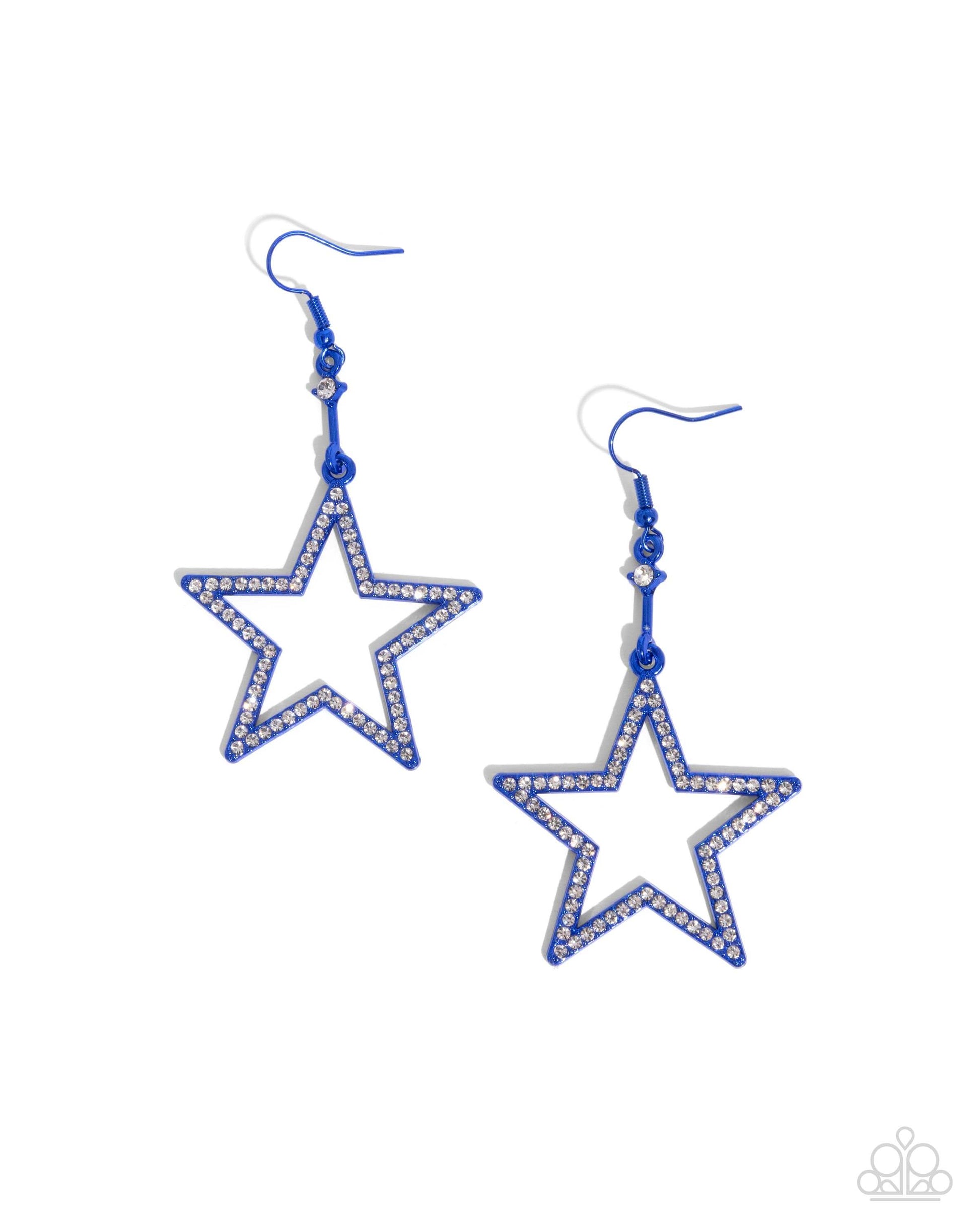 Steady Stars - Blue Paparazzi Earrings Accessories,Blue,earrings,INDEPENDENCE DAY,Stars