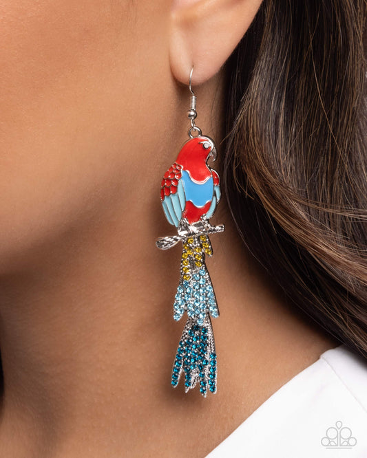 PREORDER ~ Parrot Pull - Red Paparazzi Earrings