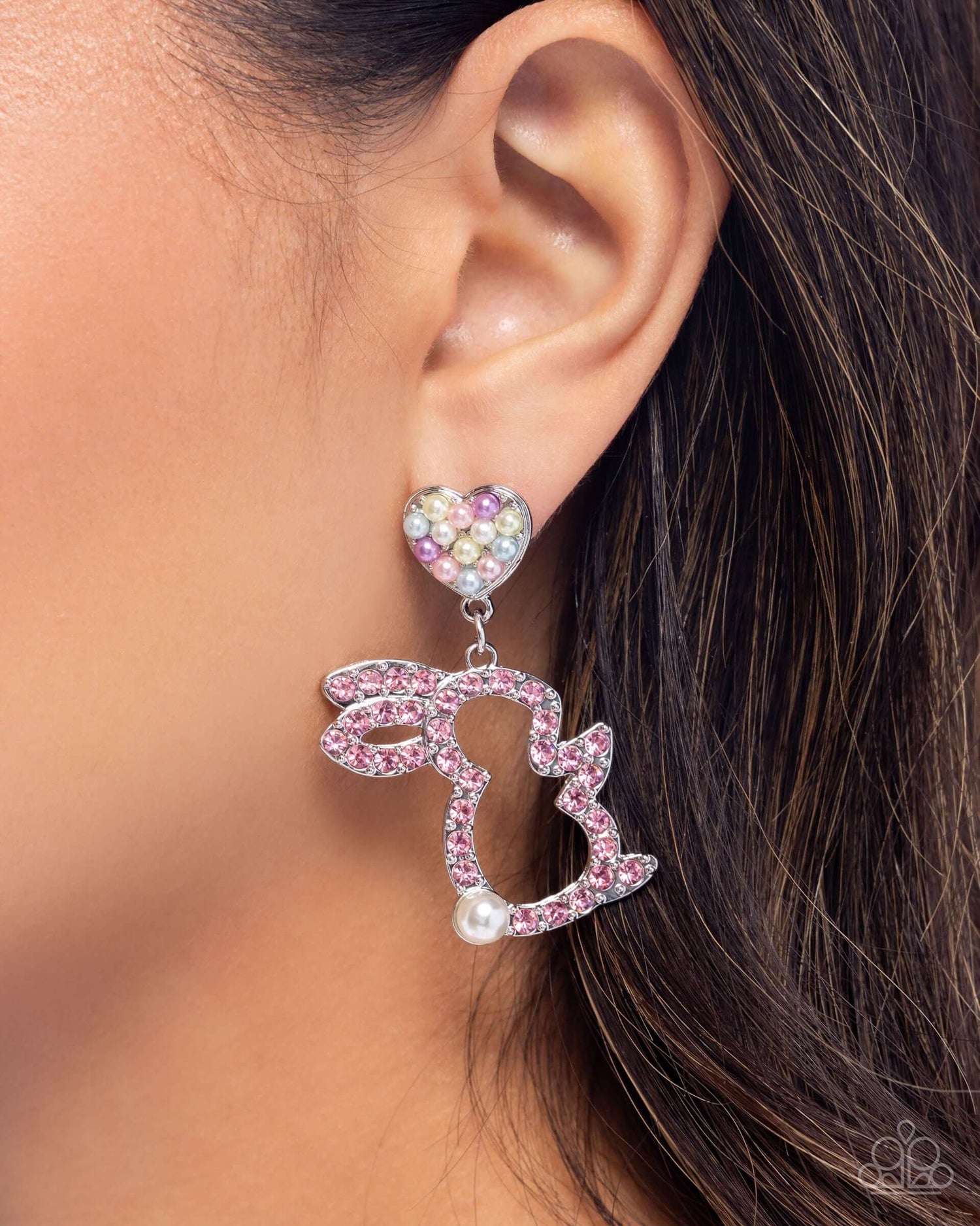 Easter Element - Multi Paparazzi Bunny Earrings Accessories,earrings,Multicolor,Pink,Seasonal Easter