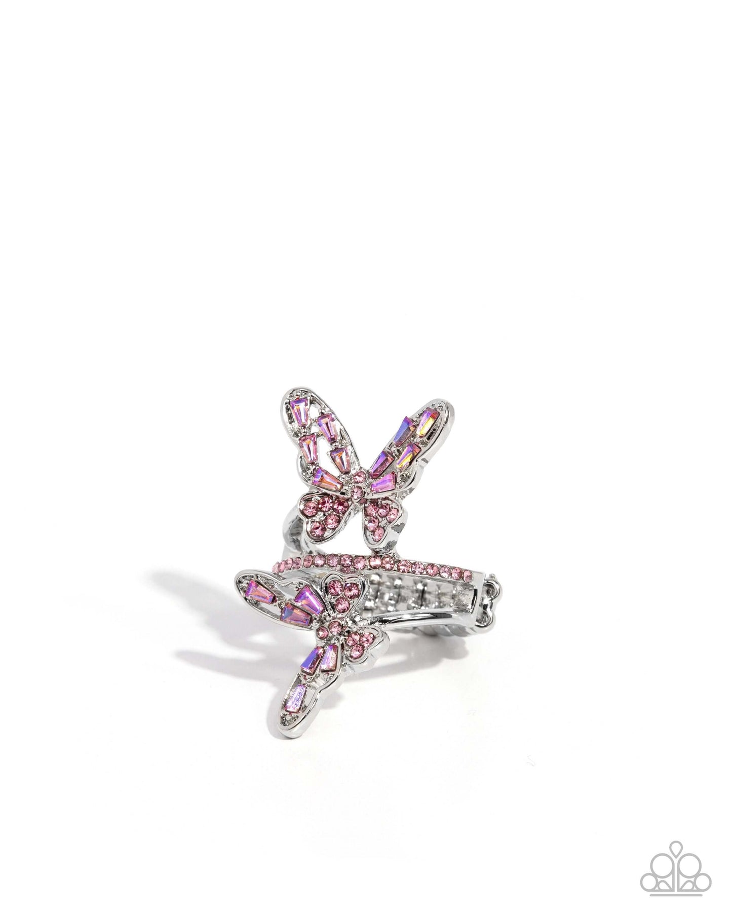 Fluttering Flamenco - Pink Paparazzi Butterfly Ring Accessories,Butterfly,Dainty Band Ring,Iridescence,Pink,Ring