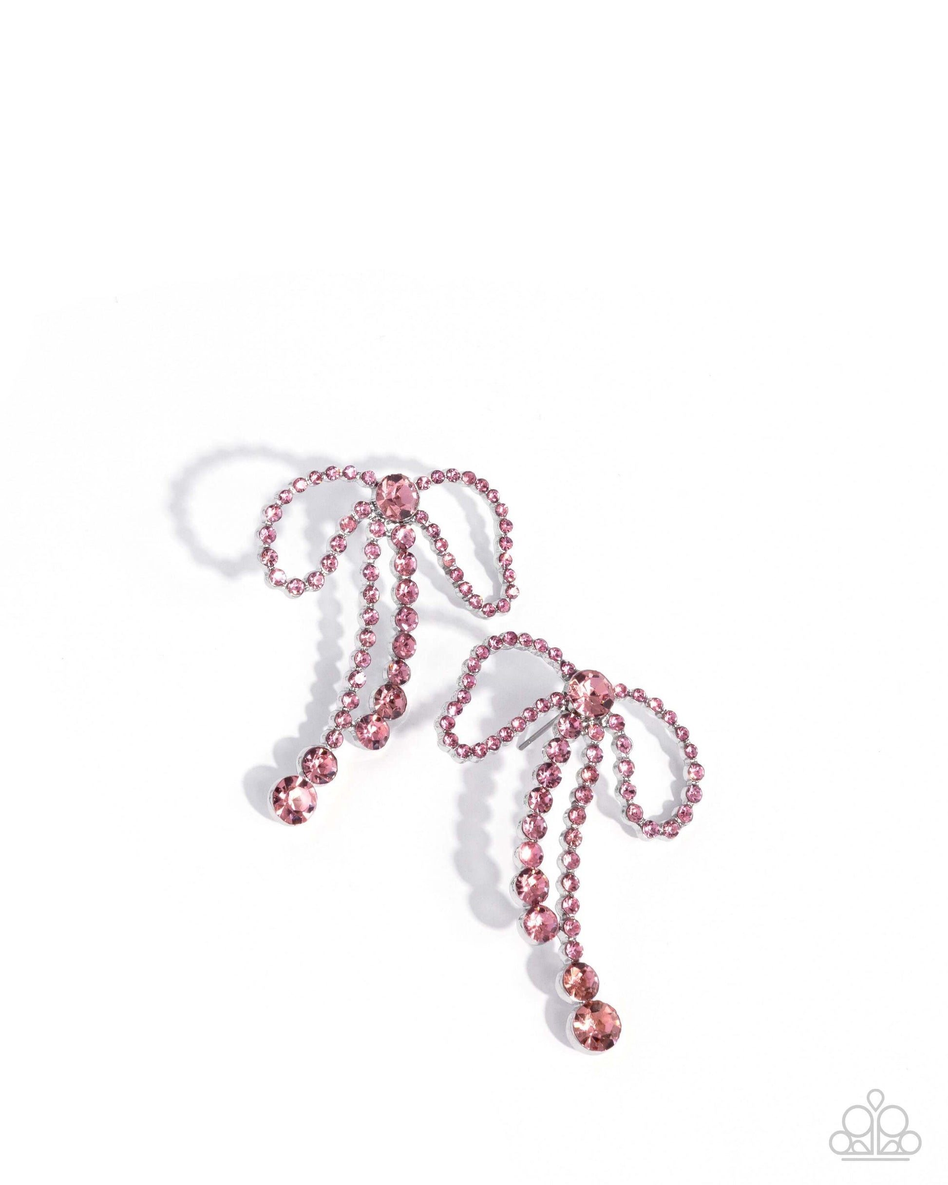 Black Tie Bow - Pink Paparazzi Earrings Accessories,Bow,earrings,Pink,Post