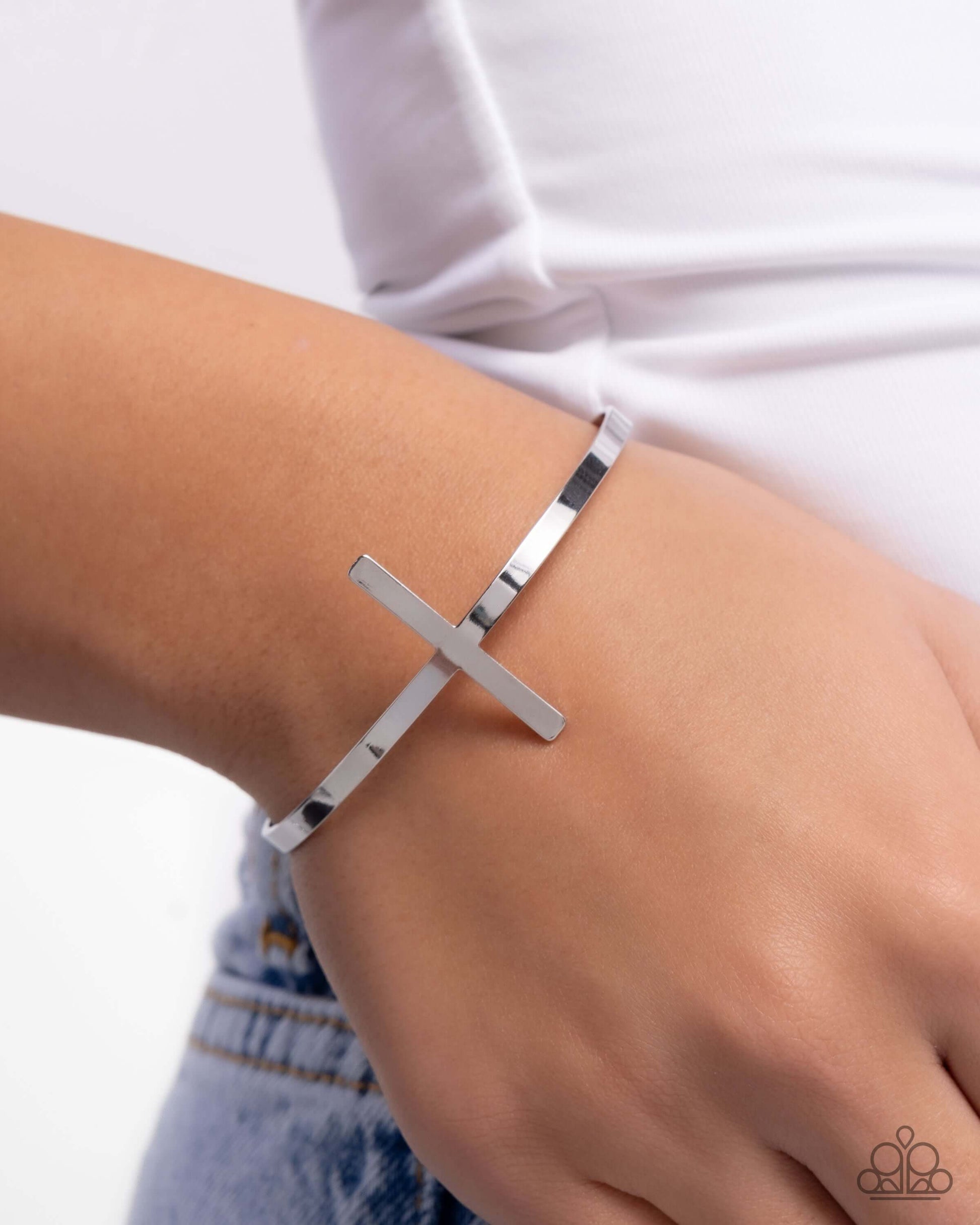 Holy Headline - Silver Paparazzi Cross Bracelet Accessories,Bracelet,Cross,Faith,Silver