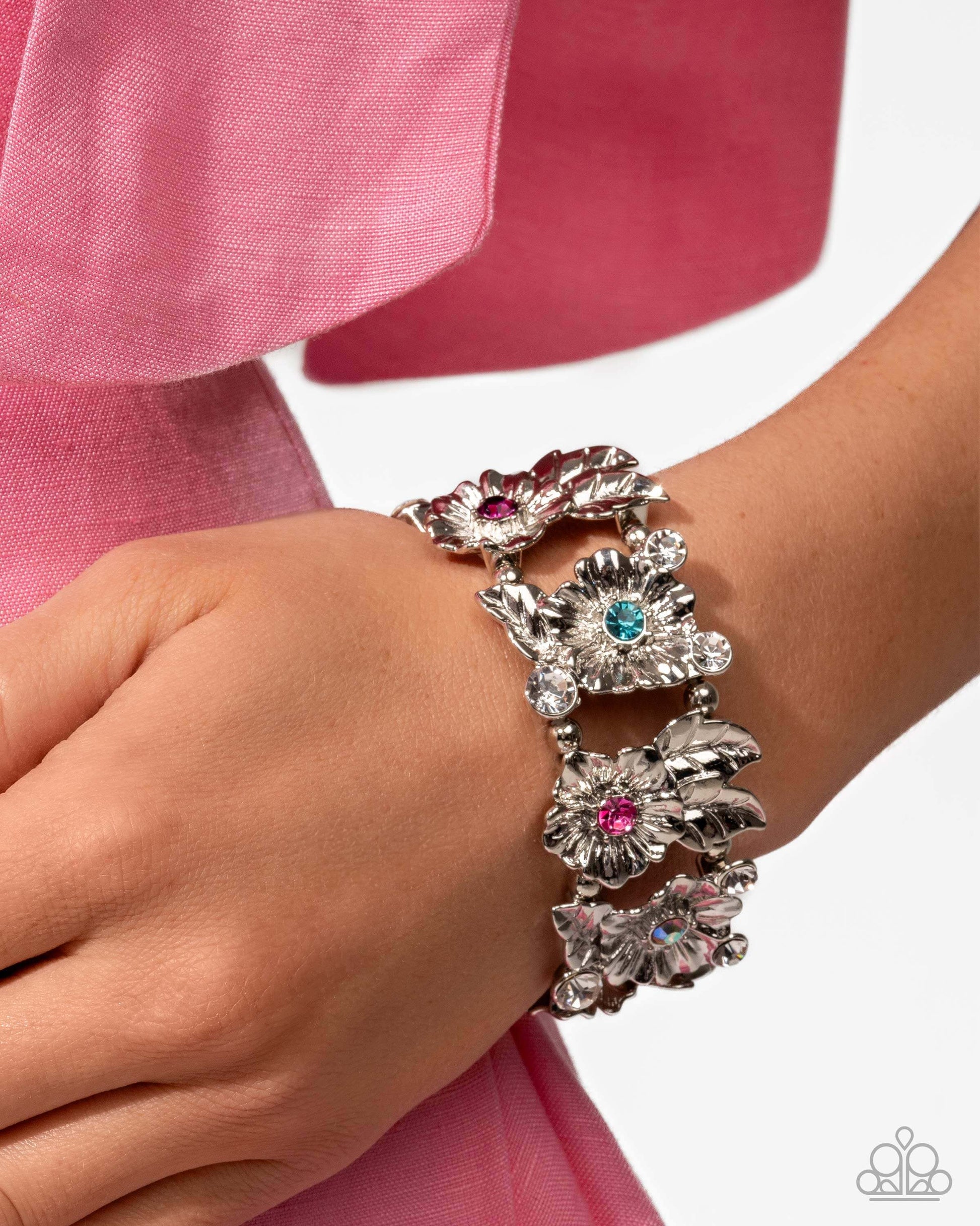 Head-Turning Harmony - Multi Paparazzi Bracelet Accessories,Bracelet,Life of the Party Exclusive,Multicolor,Silver Accents,Stretchy