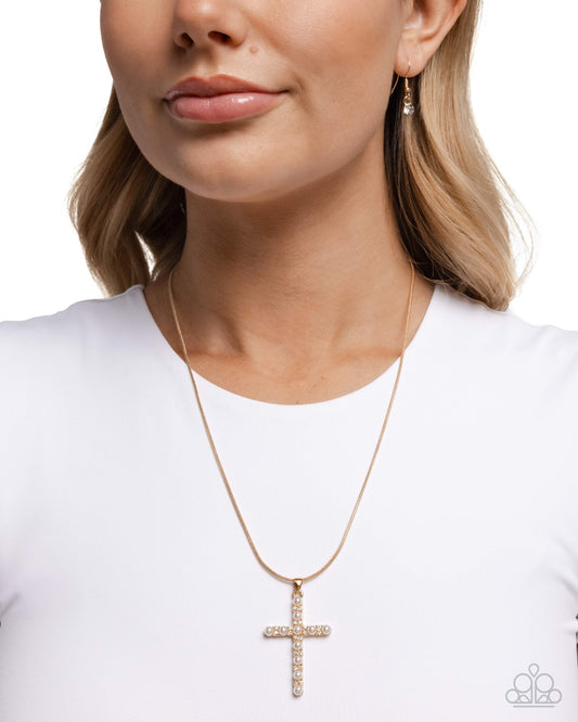PREORDER ~ Holy Harmony - Gold Paparazzi Cross Necklace