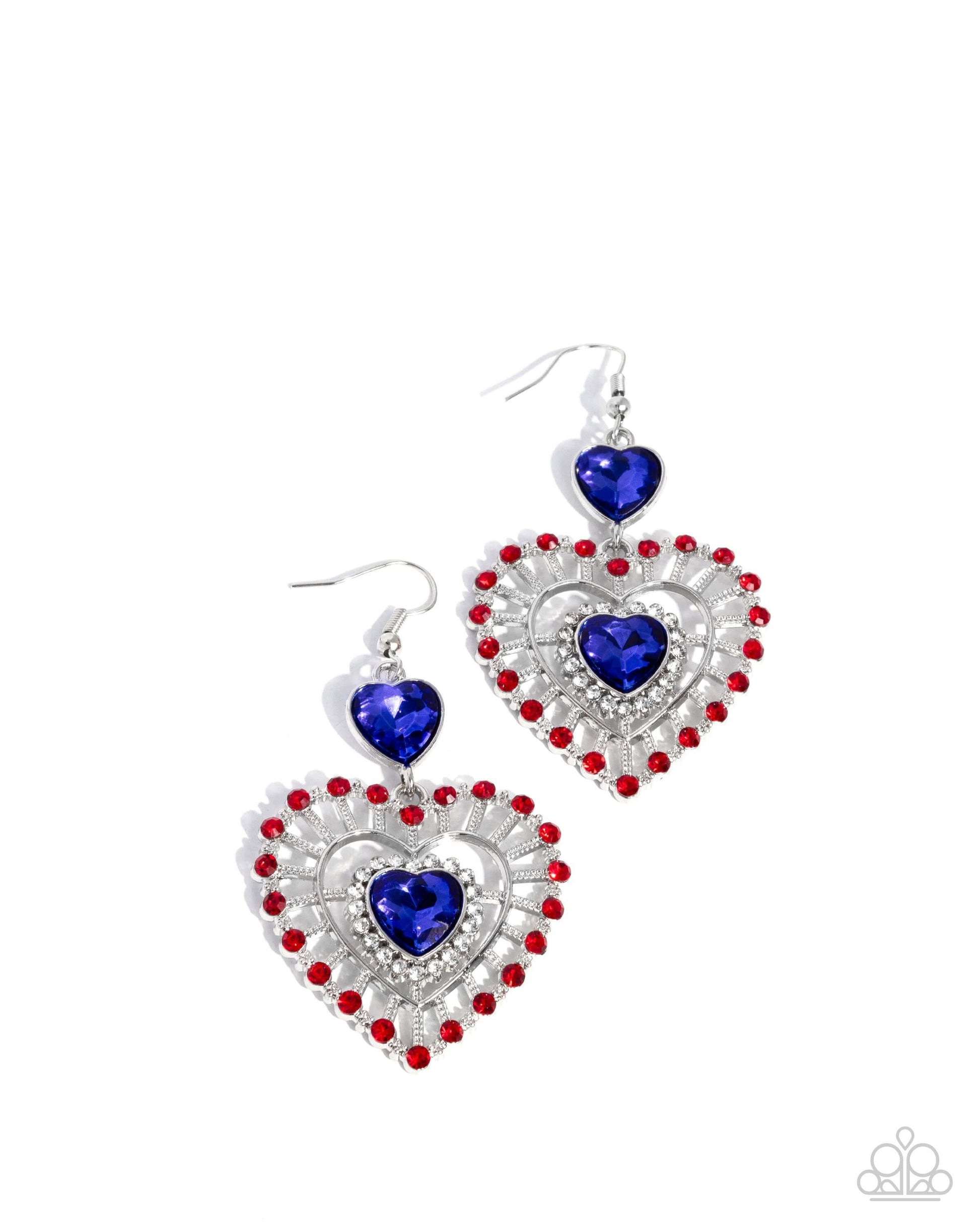 Patriotic Pattern - Multi Paparazzi Heart Earrings Accessories,earrings,Hearts,INDEPENDENCE DAY,Post