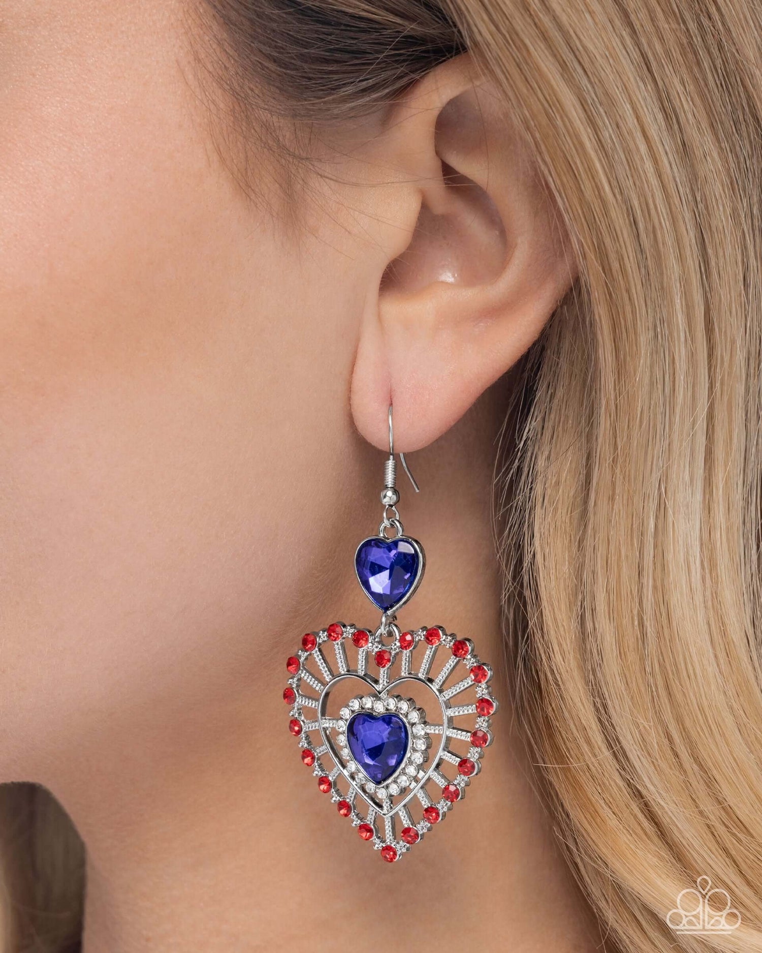 Patriotic Pattern - Multi Paparazzi Heart Earrings Accessories,earrings,Hearts,INDEPENDENCE DAY,Post