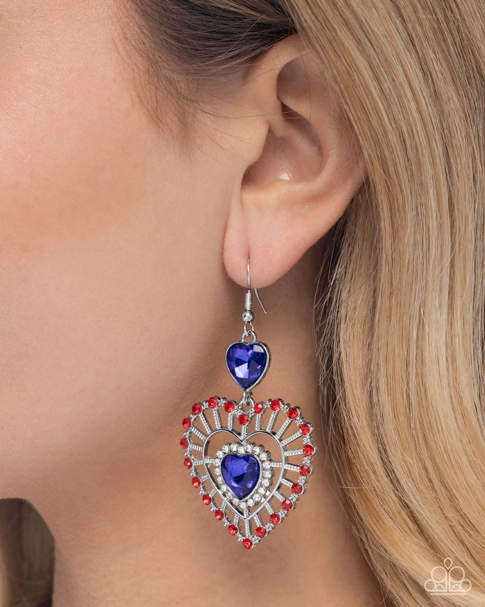 Patriotic Pattern - Multi Paparazzi Heart Earrings Accessories,earrings,Hearts,INDEPENDENCE DAY,Post
