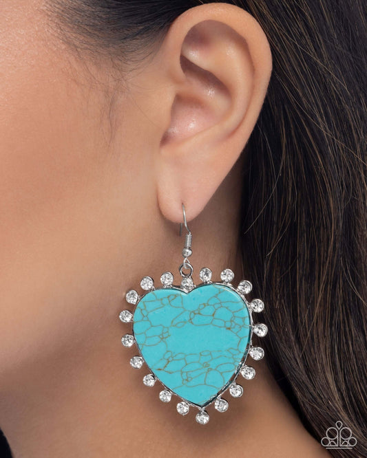 Dazzling Damsel - Blue Paparazzi Earrings Accessories,earrings,Hearts,Turquoise