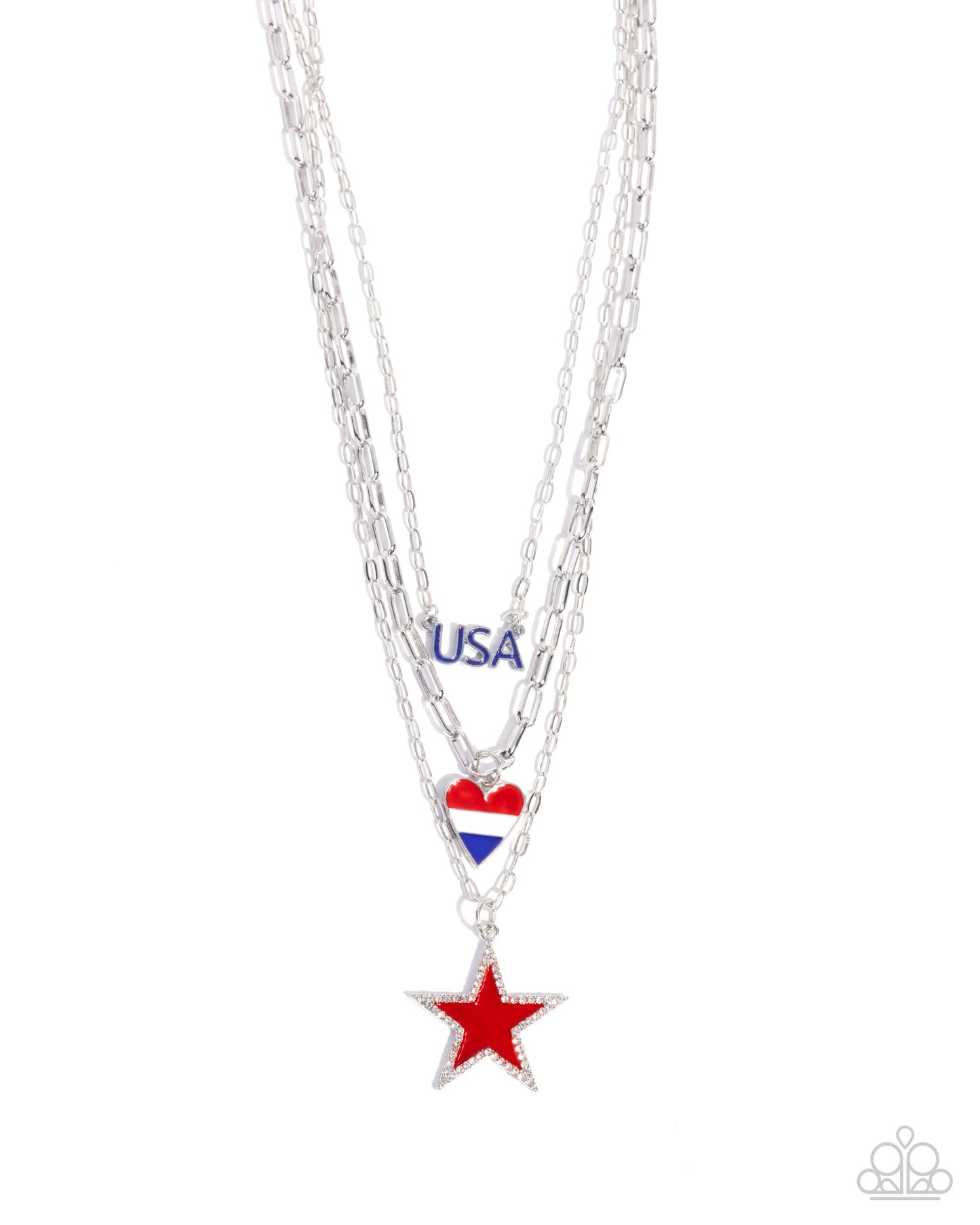 Unforgettable USA - Multi Paparazzi Necklace Accessories,Blue,INDEPENDENCE DAY,Multicolor,Necklace,Red,Short Necklace