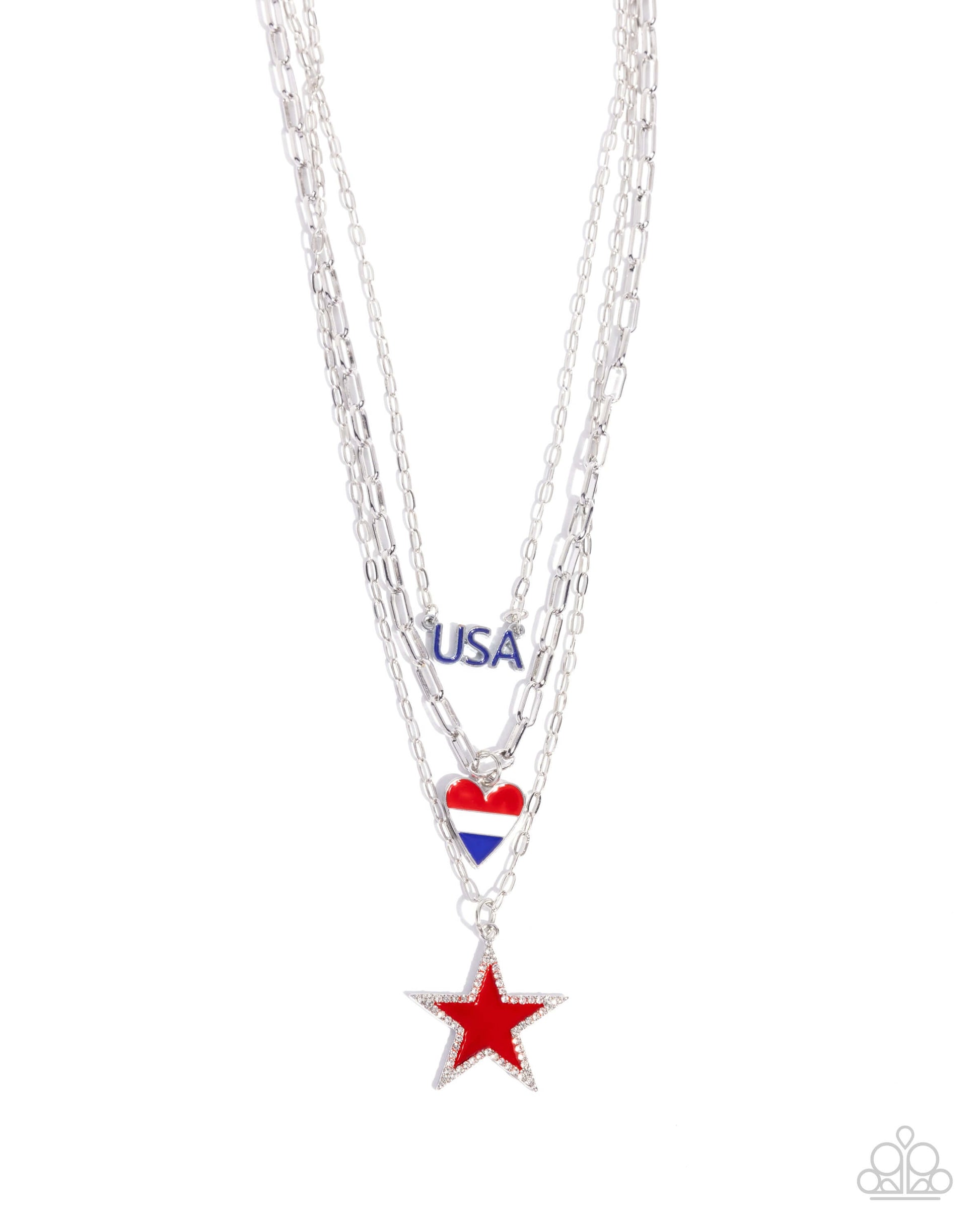 Unforgettable USA - Multi Paparazzi Necklace Accessories,Blue,INDEPENDENCE DAY,Multicolor,Necklace,Red,Short Necklace