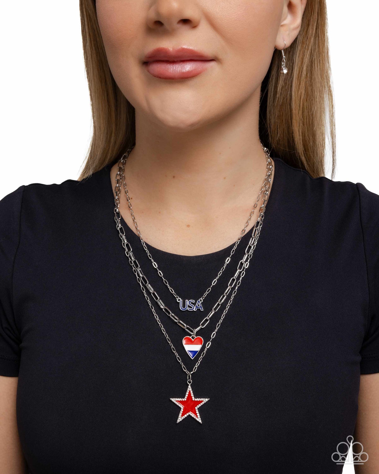 Unforgettable USA - Multi Paparazzi Necklace Accessories,Blue,INDEPENDENCE DAY,Multicolor,Necklace,Red,Short Necklace