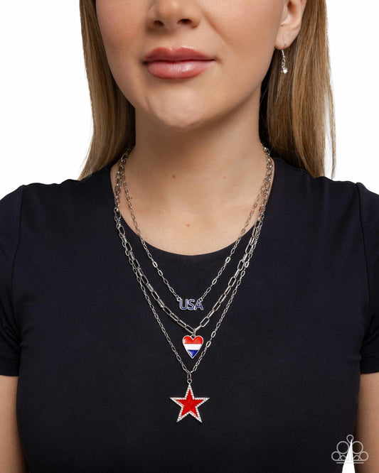 Unforgettable USA - Multi Paparazzi Necklace Accessories,Blue,INDEPENDENCE DAY,Multicolor,Necklace,Red,Short Necklace