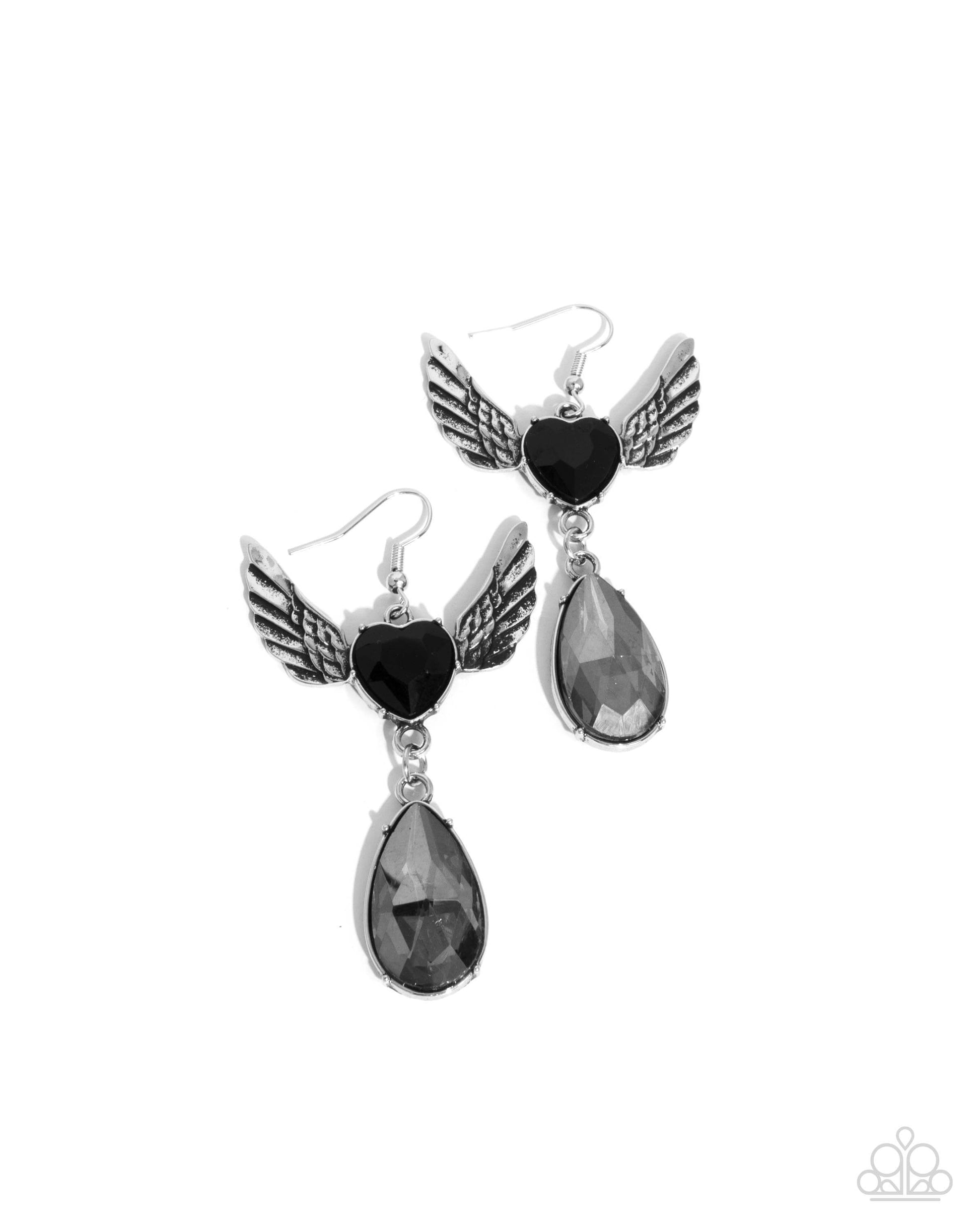 Angelic Accomplishment - Black Angel Wing Earrings Accessories,earrings