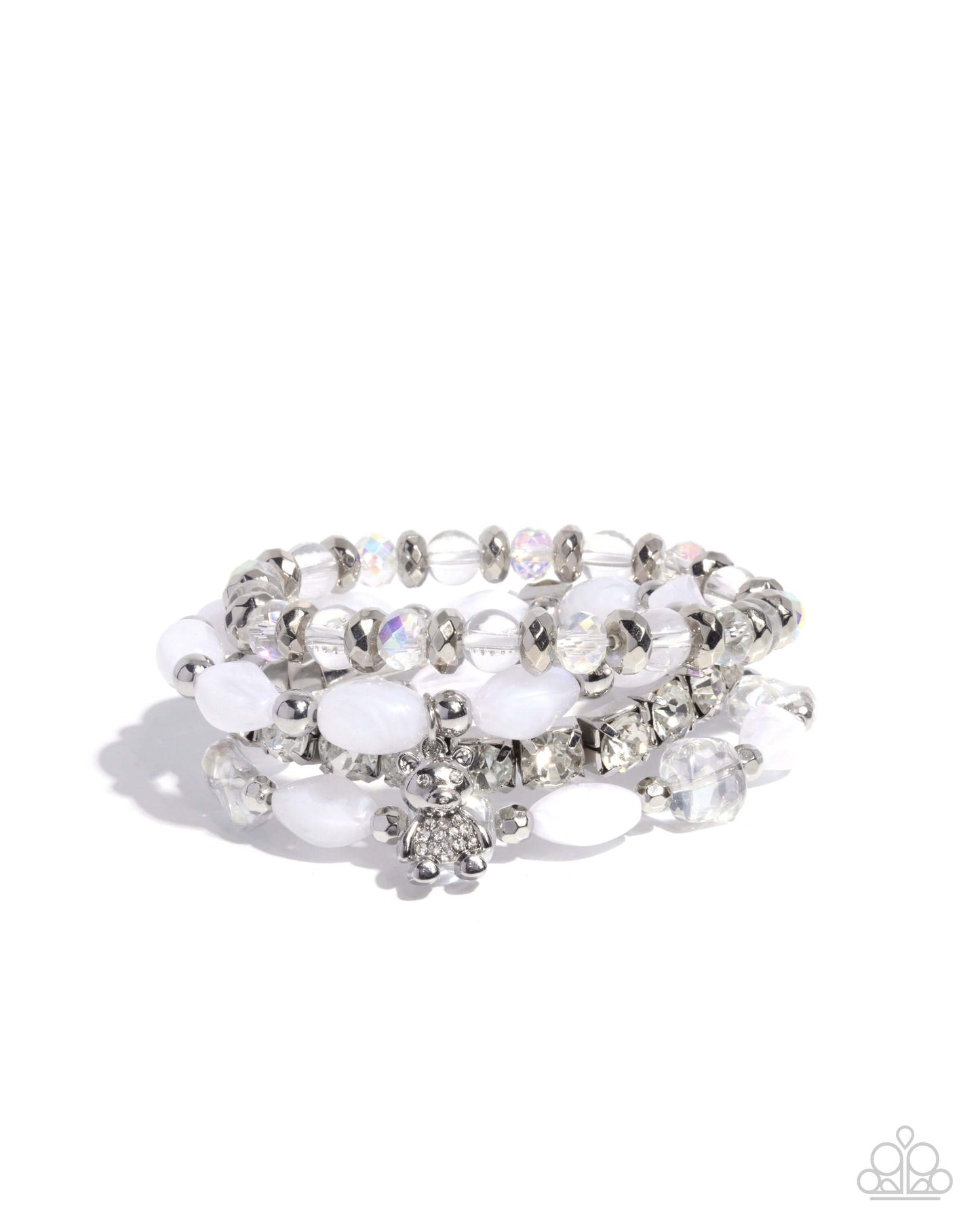 Bewitching Bear - White Paparazzi Stretchy Bracelet Charm Accessories,Bracelet
