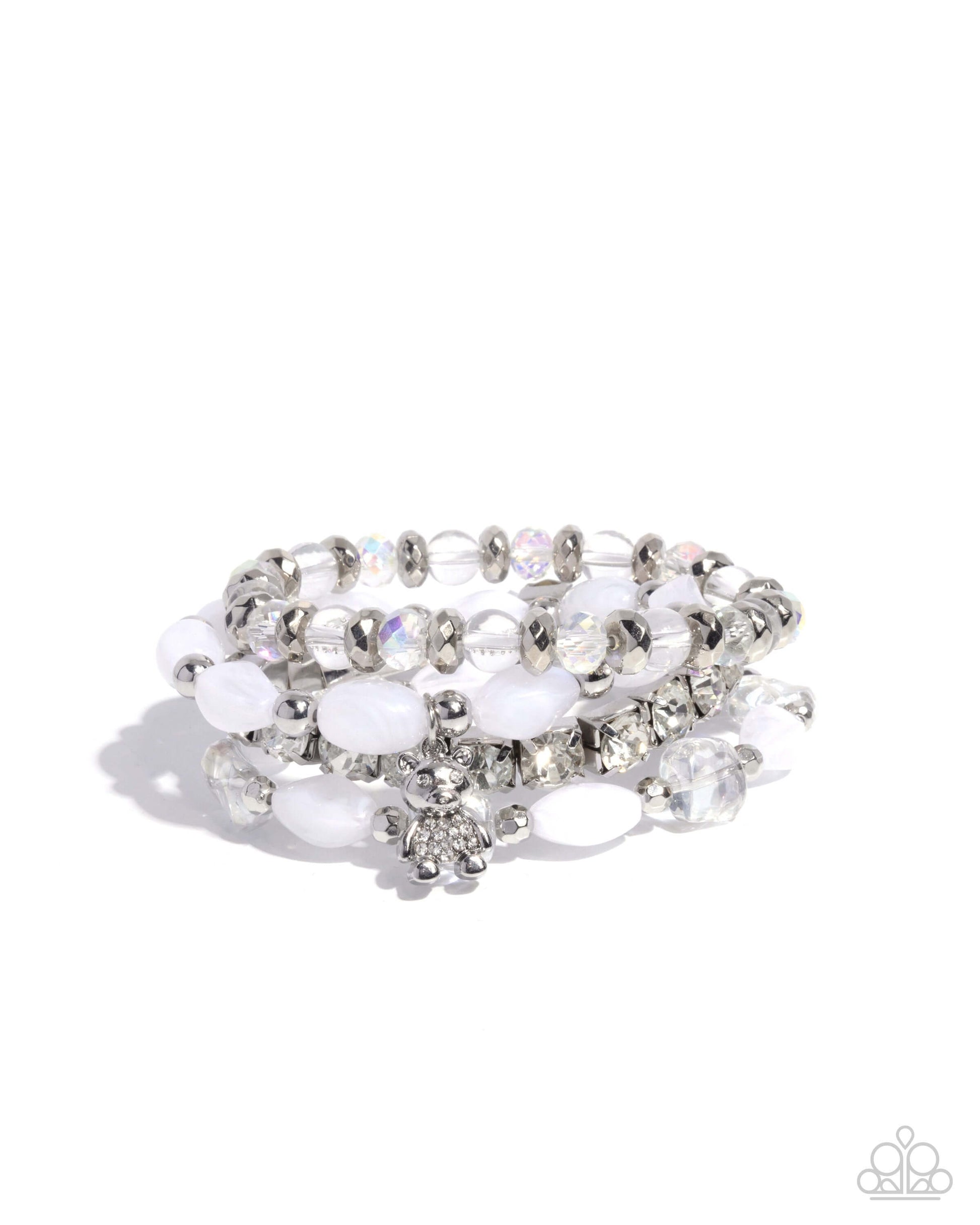 Bewitching Bear - White Paparazzi Stretchy Bracelet Charm Accessories,Bracelet