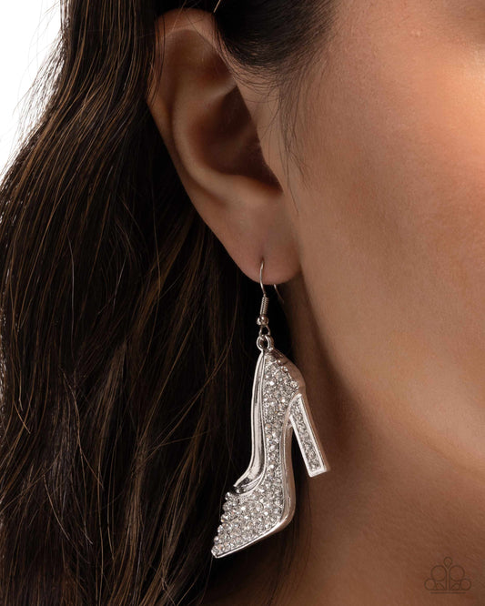 Wedding Shoes - White Paparazzi Earrings Accessories,earrings,Silver,White rhinestones