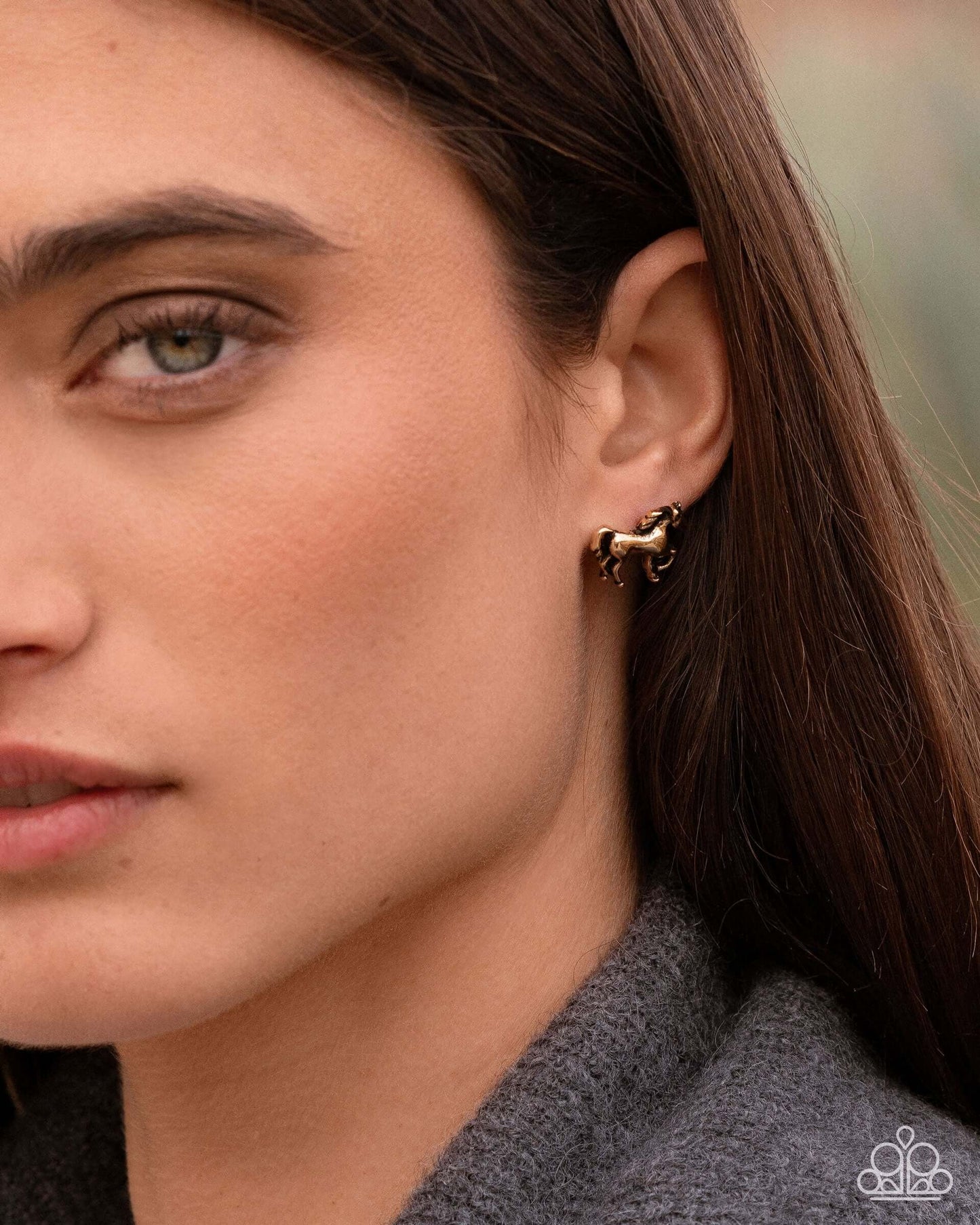 Stallion Selfie - Gold Paparazzi Pony Earrings