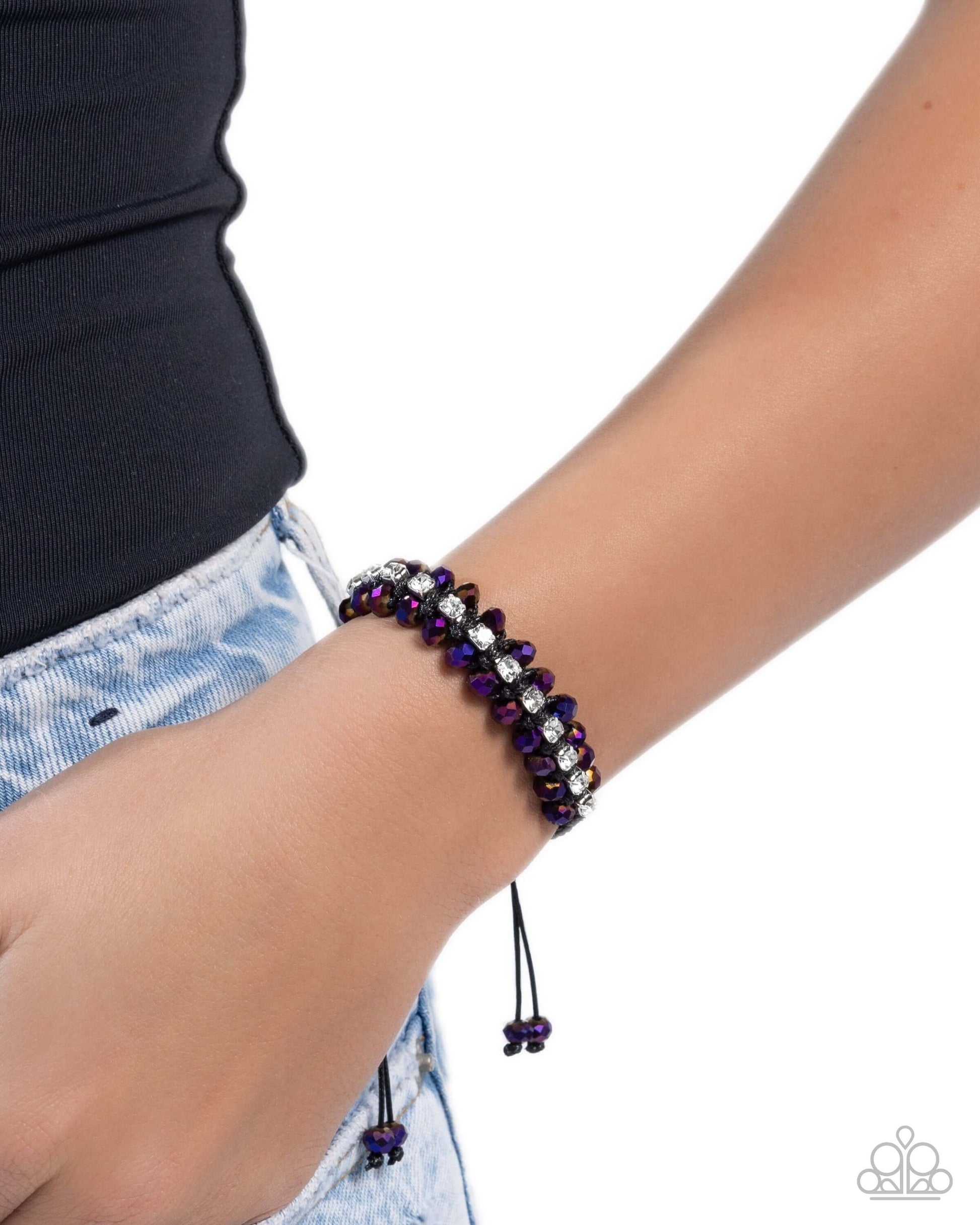 Embedded Effervescence - Purple Paparazzi Bracelet Accessories,Bracelet,Iridescence,purple,Slip Knot Closure