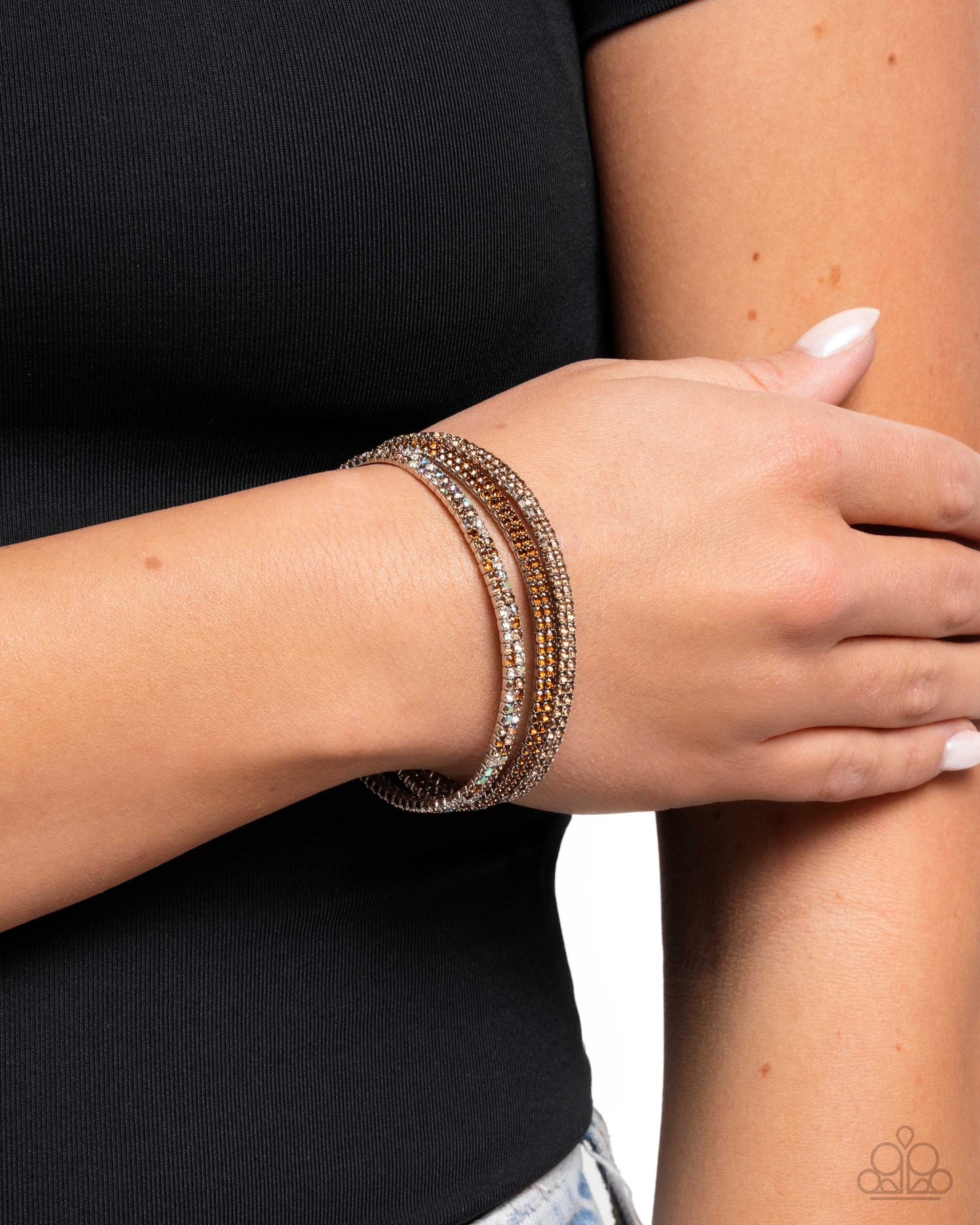 PREORDER ~ Tolerable Twinkle - Brown Paparazzi Bracelet Accessories,Bracelet,Brown,Iridescence,Stretchy,Topaz Stone