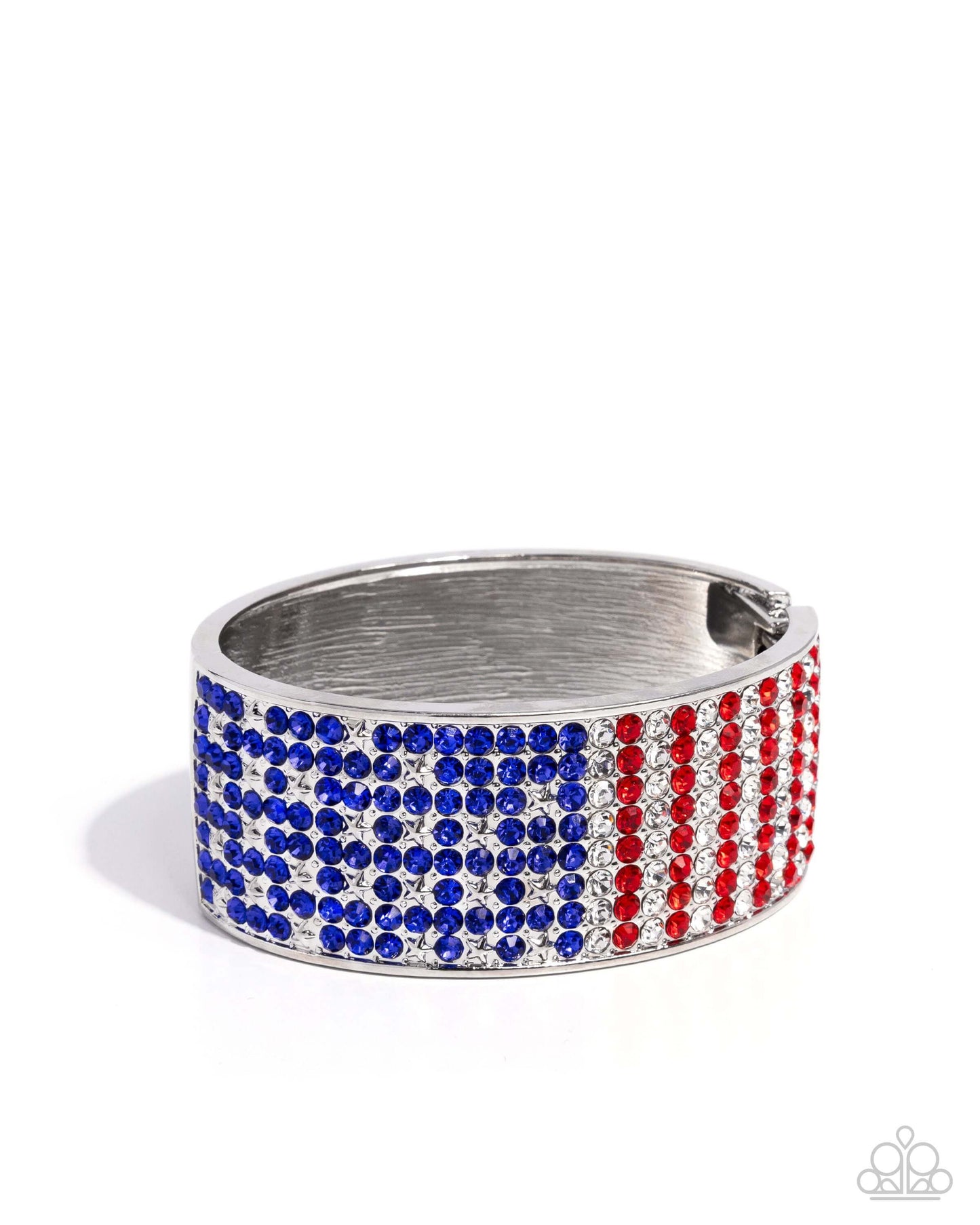 Passionate Patriotism - Multi Paparazzi Hinge Bracelet Accessories,Blue,Bracelet,hinge closure,INDEPENDENCE DAY,Red,White,White rhinestones