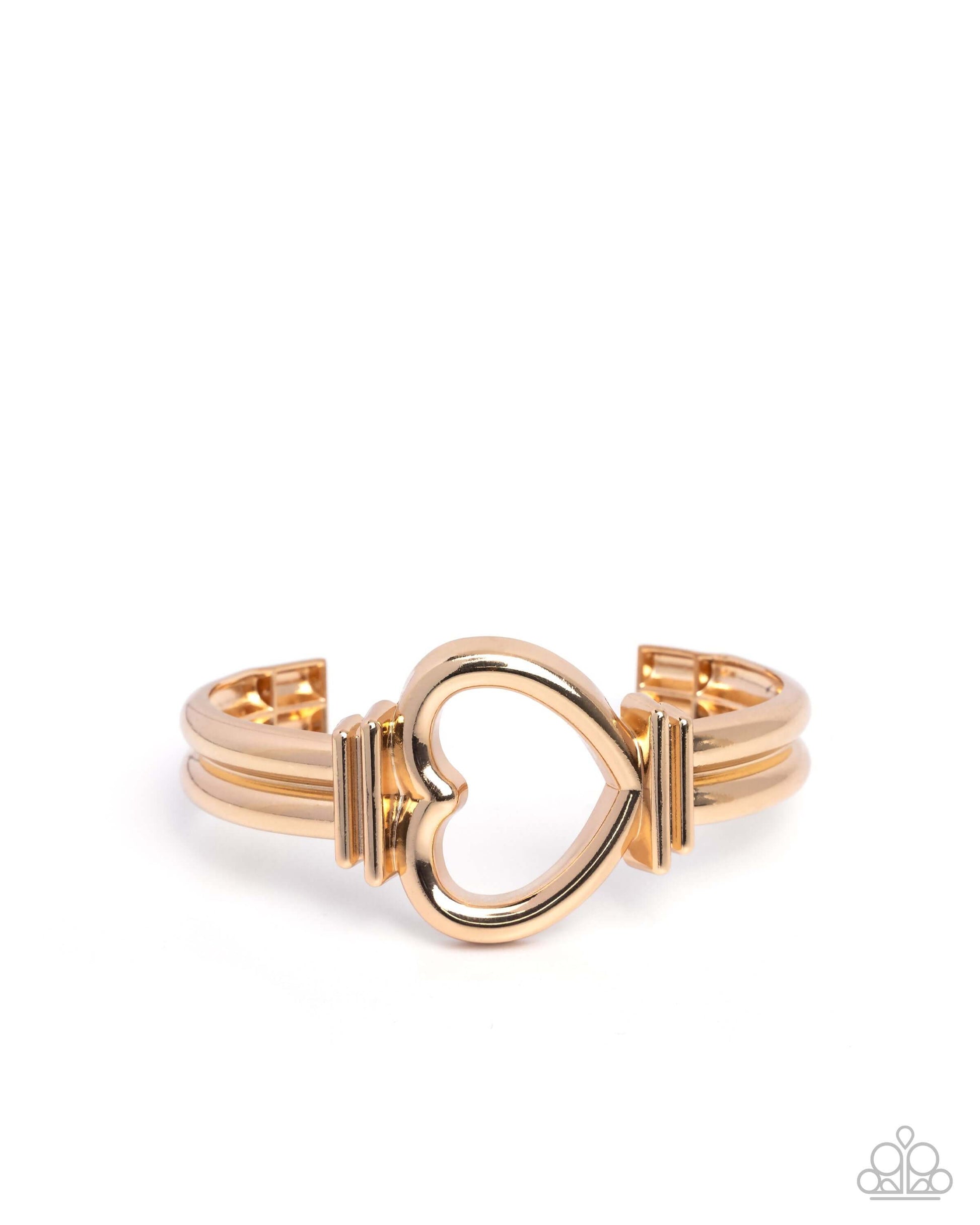 Heart Horizon - Gold Paparazzi Heart Bracelet Accessories,Bracelet,Cuff,Gold,Hearts