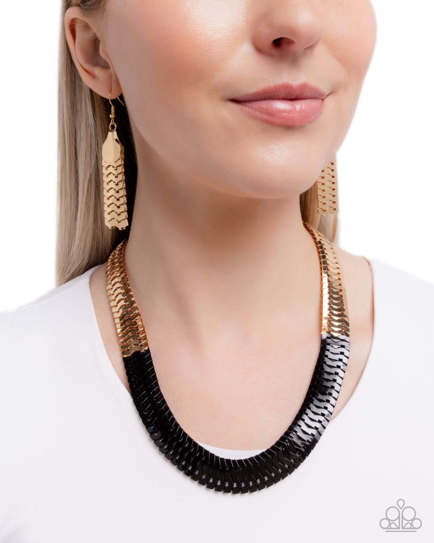 Painted Paradox - Black Paparazzi Necklace Accessories,Black,Gold,Necklace,Short Necklace