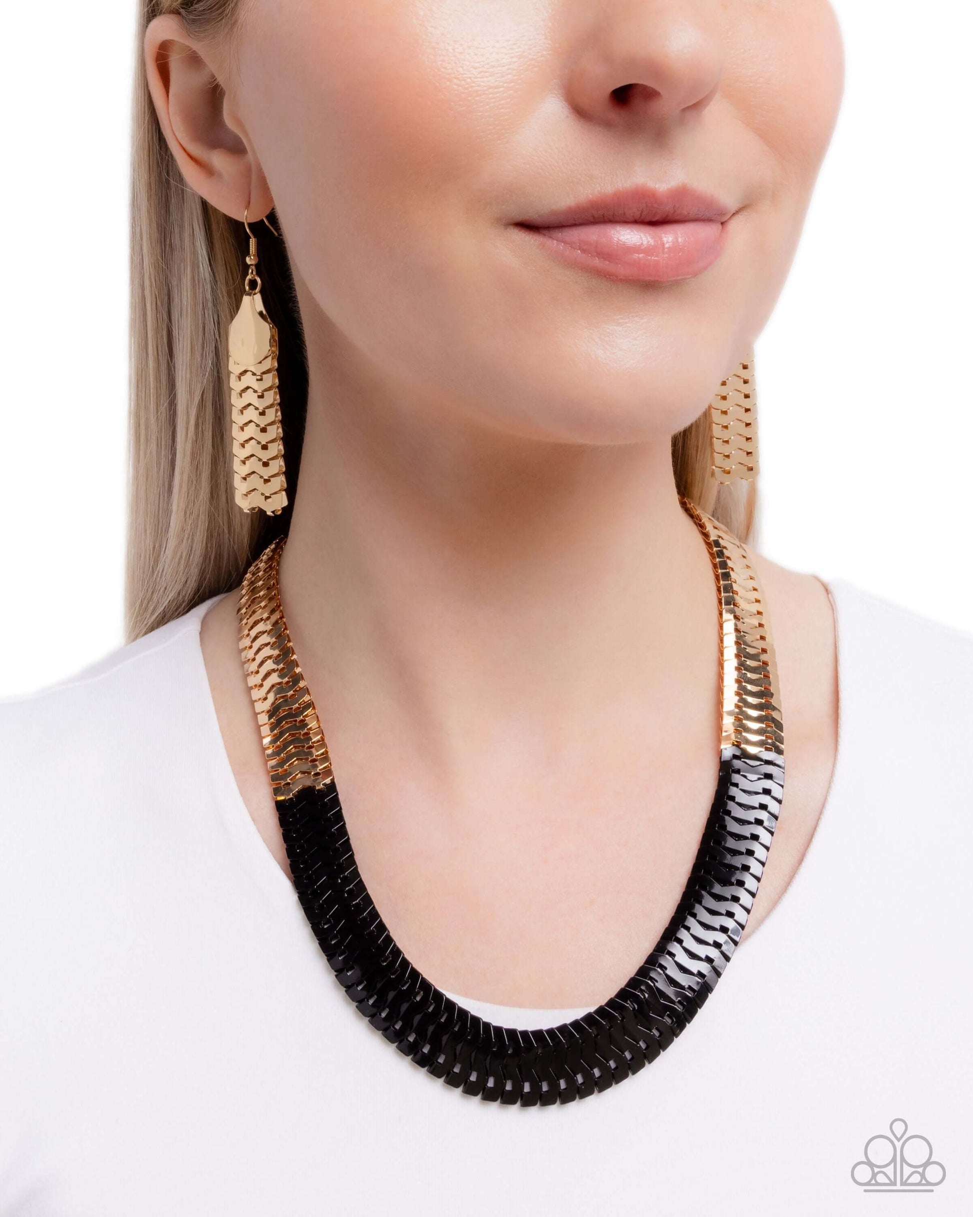 Painted Paradox - Black Paparazzi Necklace Accessories,Black,Gold,Necklace,Short Necklace