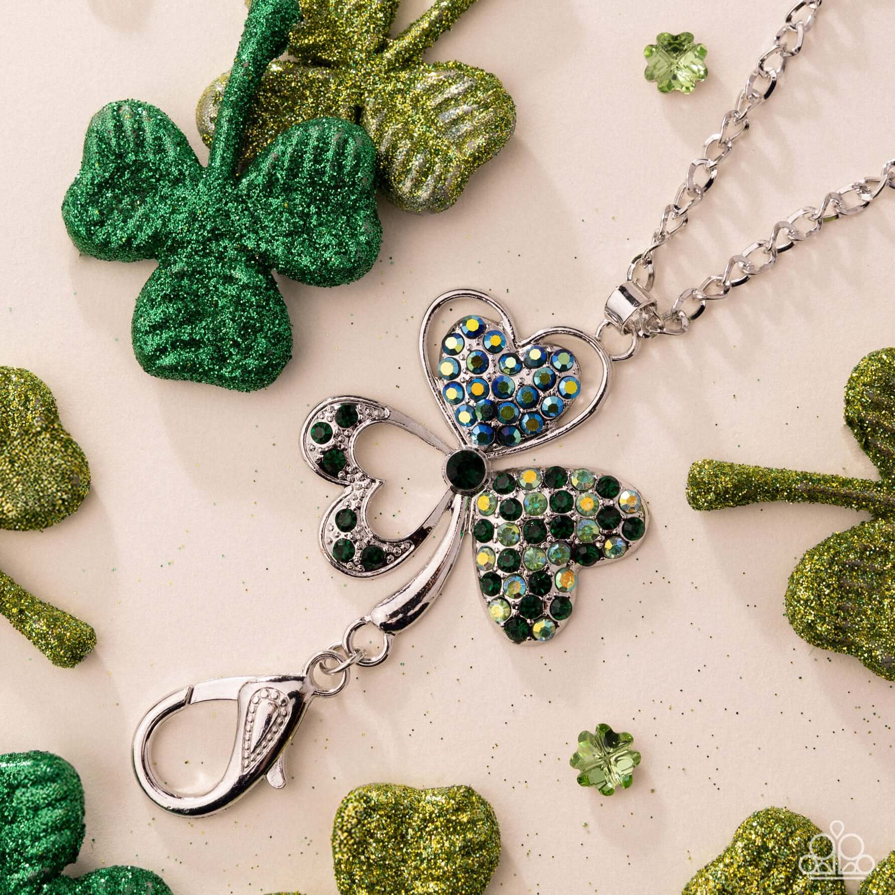 Opportune Opulence - Green Paparazzi Clover Necklace Accessories,Lanyard,Long Necklace,Multicolor,Necklace,Seasonal