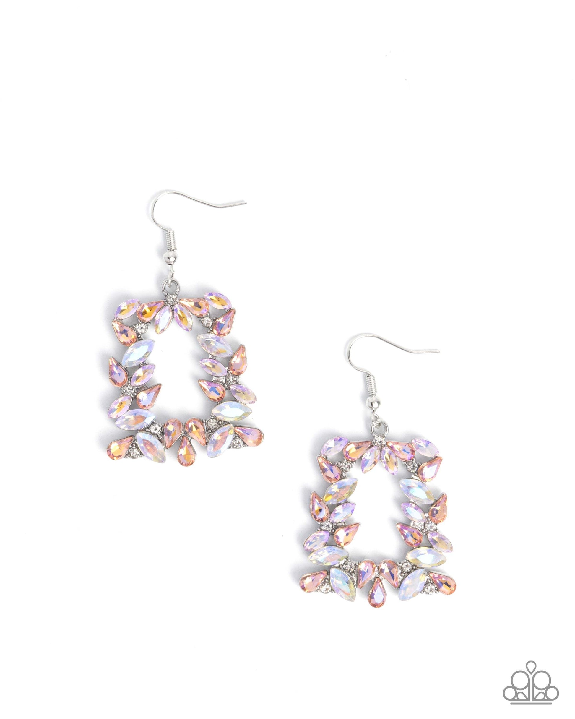 Fierce Frame - Orange Paparazzi Earrings