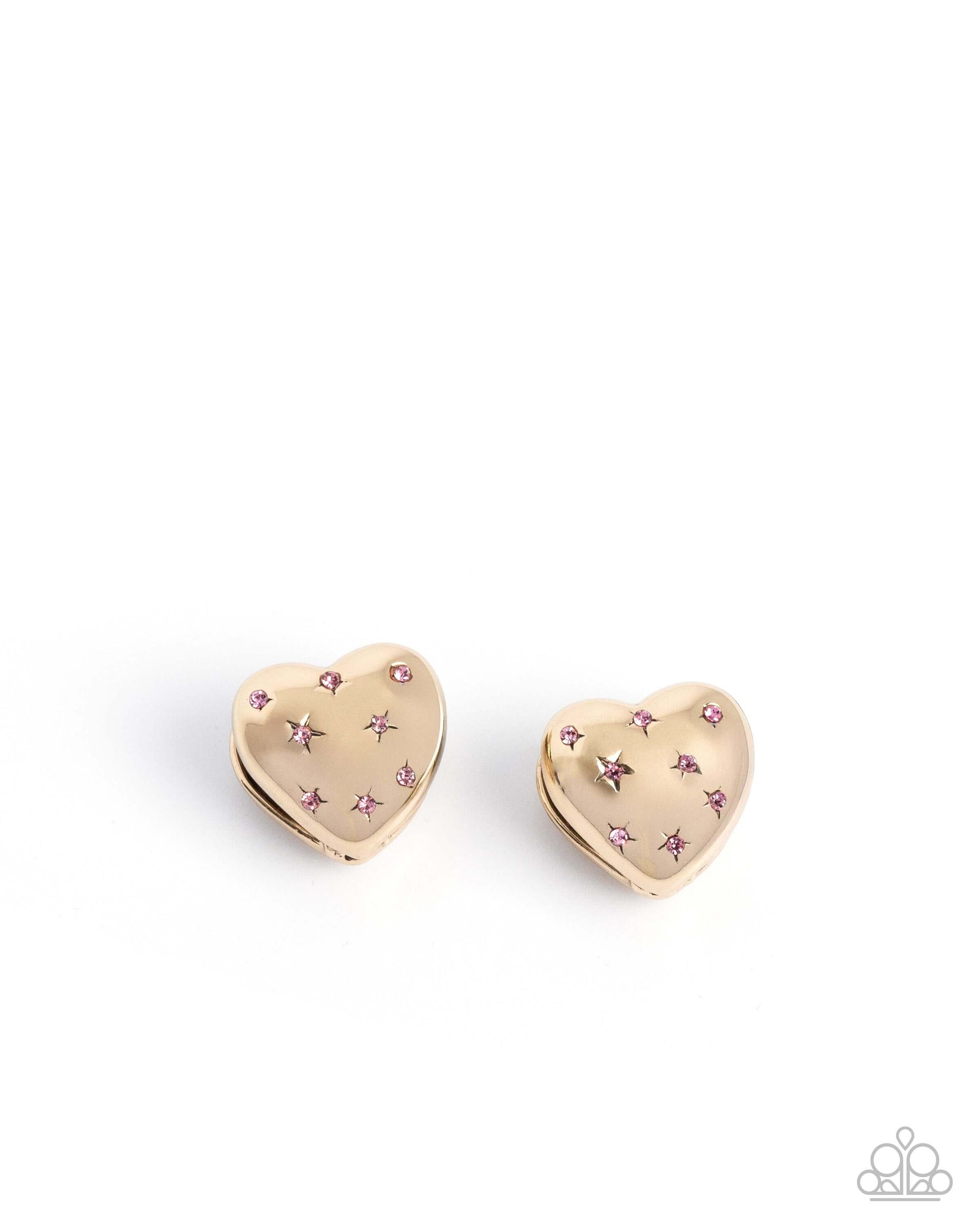 Sweetheart Stars - Pink Paparazzi Earrings Accessories,earrings,Gold,Hearts,Pink,Stars