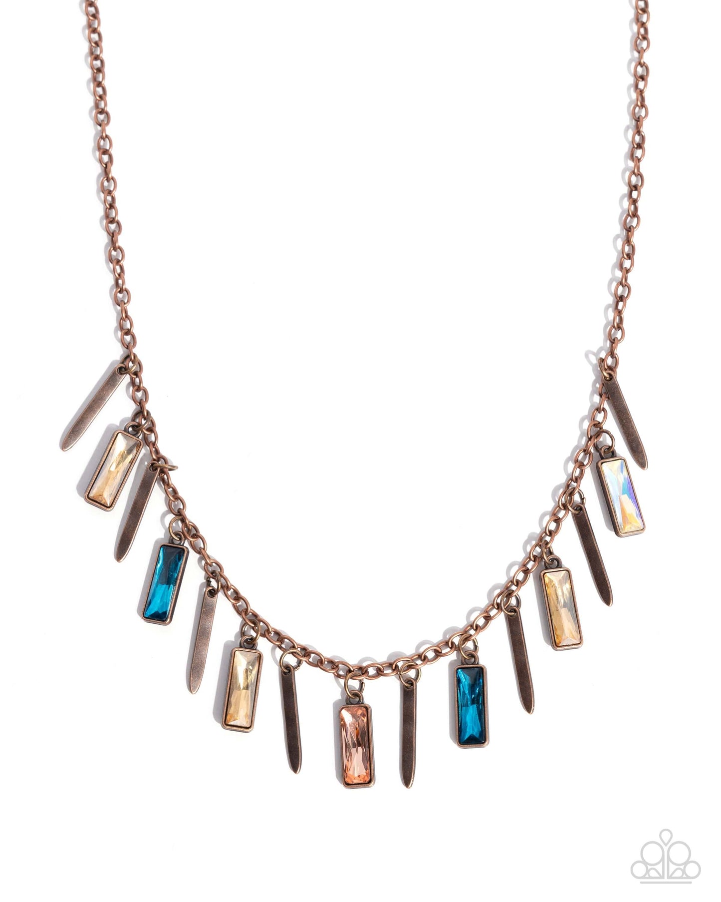 Chiseled Change - Copper Paparazzi Necklace Accessories,Copper,Multicolor,Necklace,Short Necklace