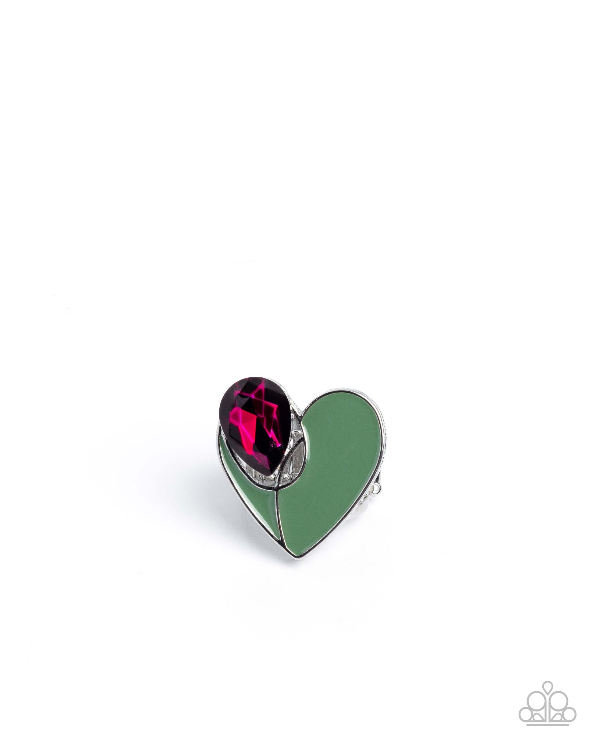 Heartfelt Hello - Green Paparazzi Ring Accessories,Green,Hearts,Ring