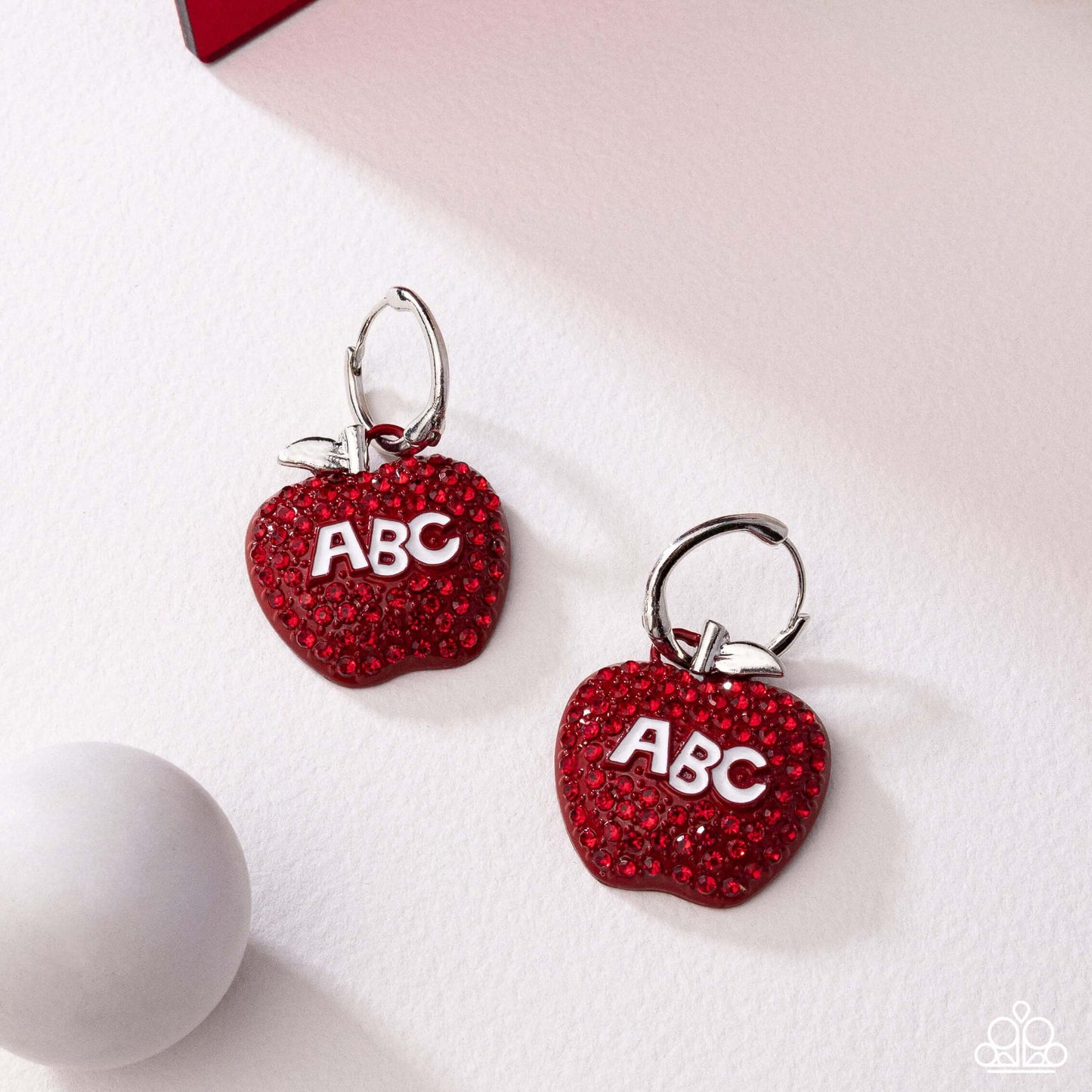 Adorable ABCs - Red Paparazzi Life of the Party Hoop Earrings Accessories,earrings,hinge closure,Hoops,Red,Tiny Hoops