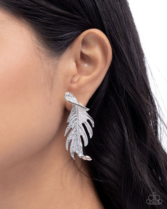 Leafy Lure - Silver Paparazzi Earrings