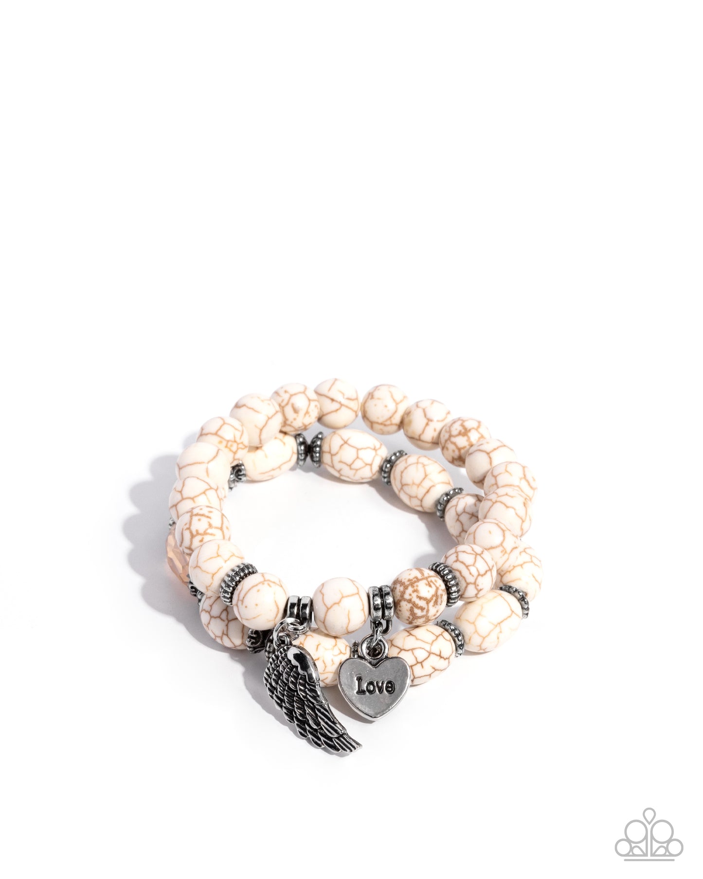 PREORDER ~ Santa Fe Settlement - White Paparazzi Stretch Charm Bracelet