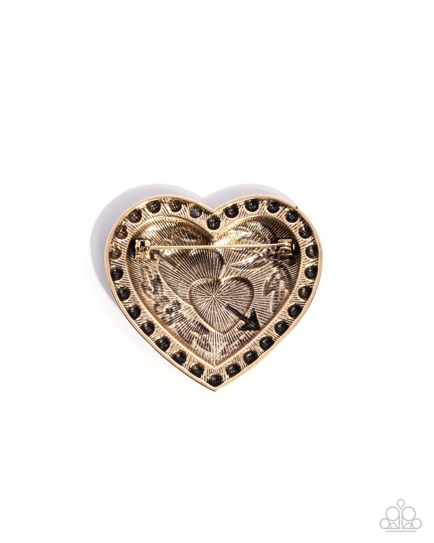 A Breath of Fresh Romance - Gold Paparazzi Brooch Accessories,Brooch,Gold,Hearts