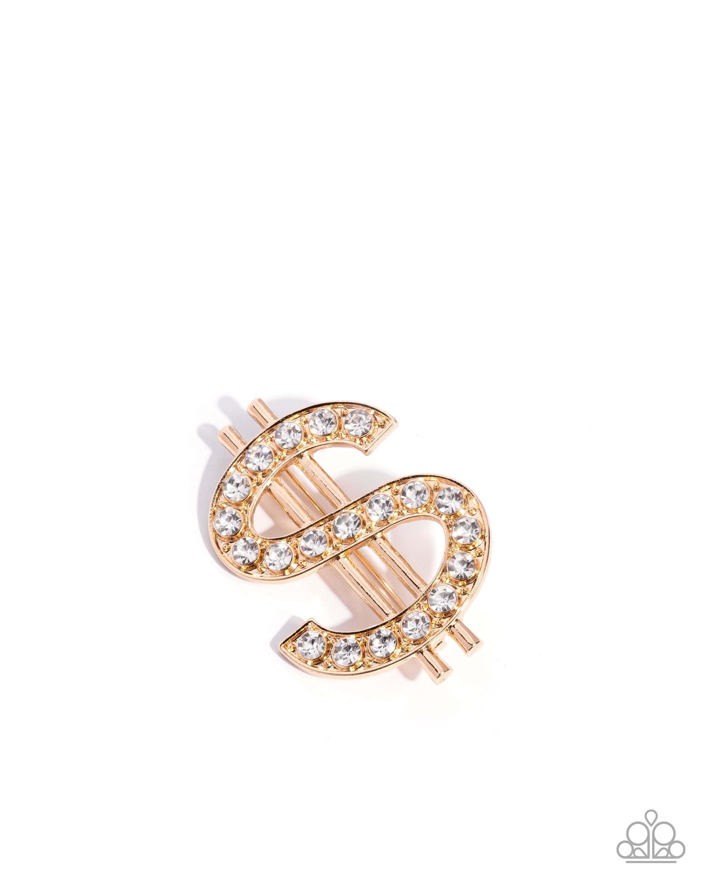 Raking in the Bling - Gold Paparazzi Broche Accessories,Brooch,Gold,White rhinestones