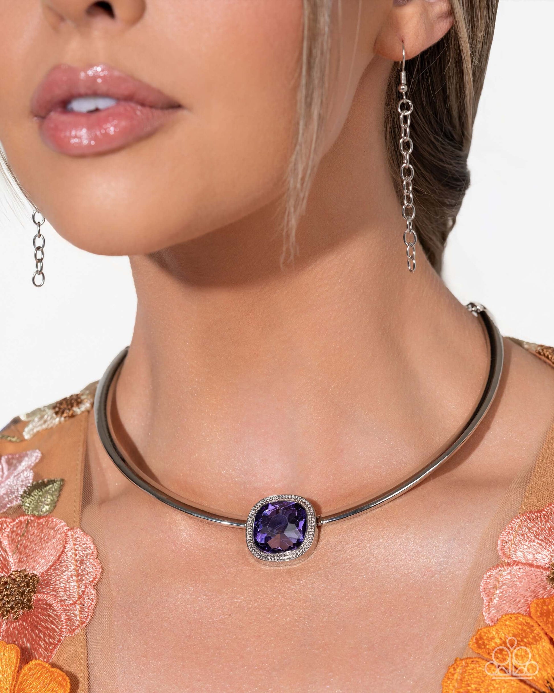 Asscher Assumption - Necklace/Bracelet Paparazzi Set Accessories,purple,Set,Silver Accents