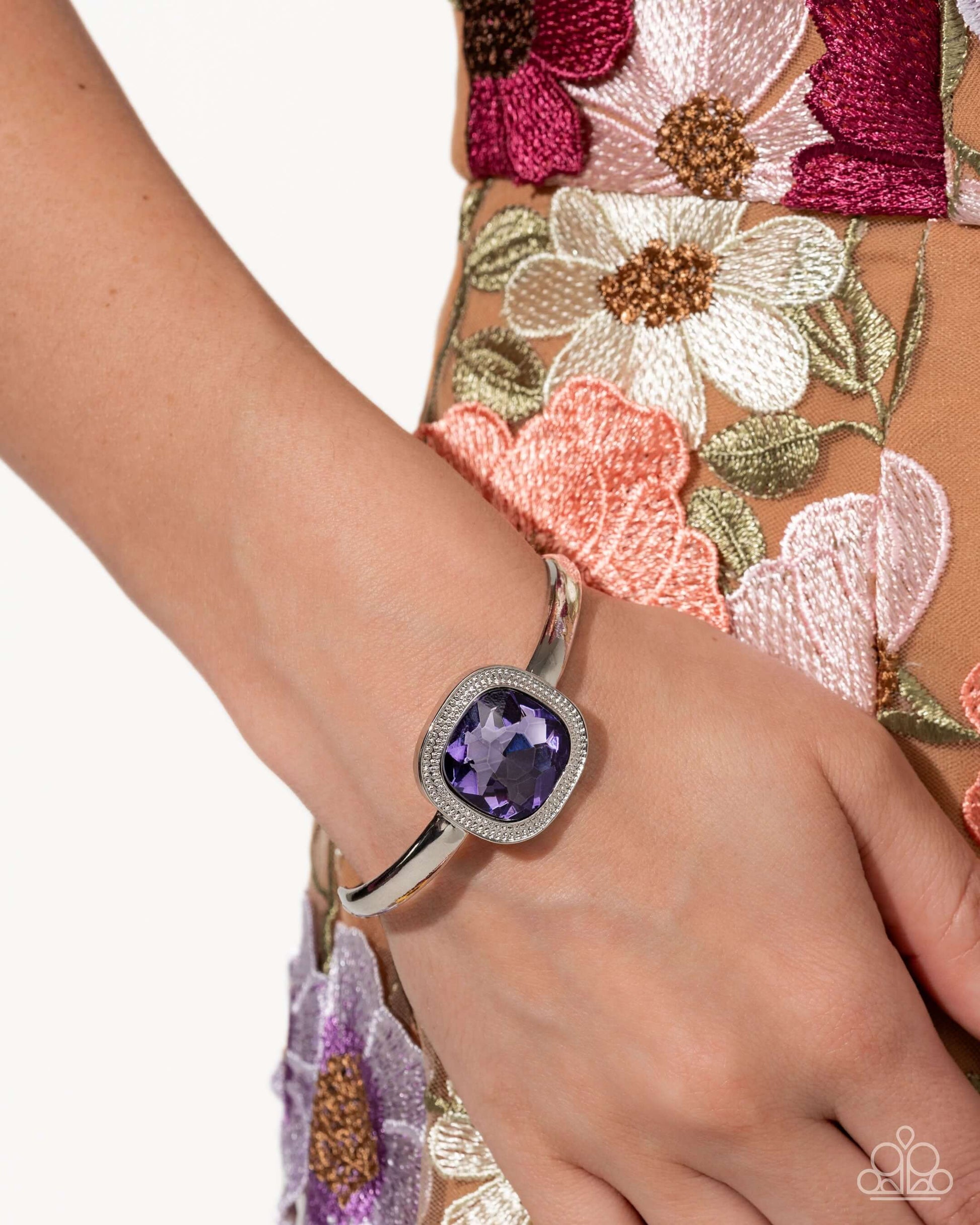 Asscher Assumption - Necklace/Bracelet Paparazzi Set Accessories,purple,Set,Silver Accents