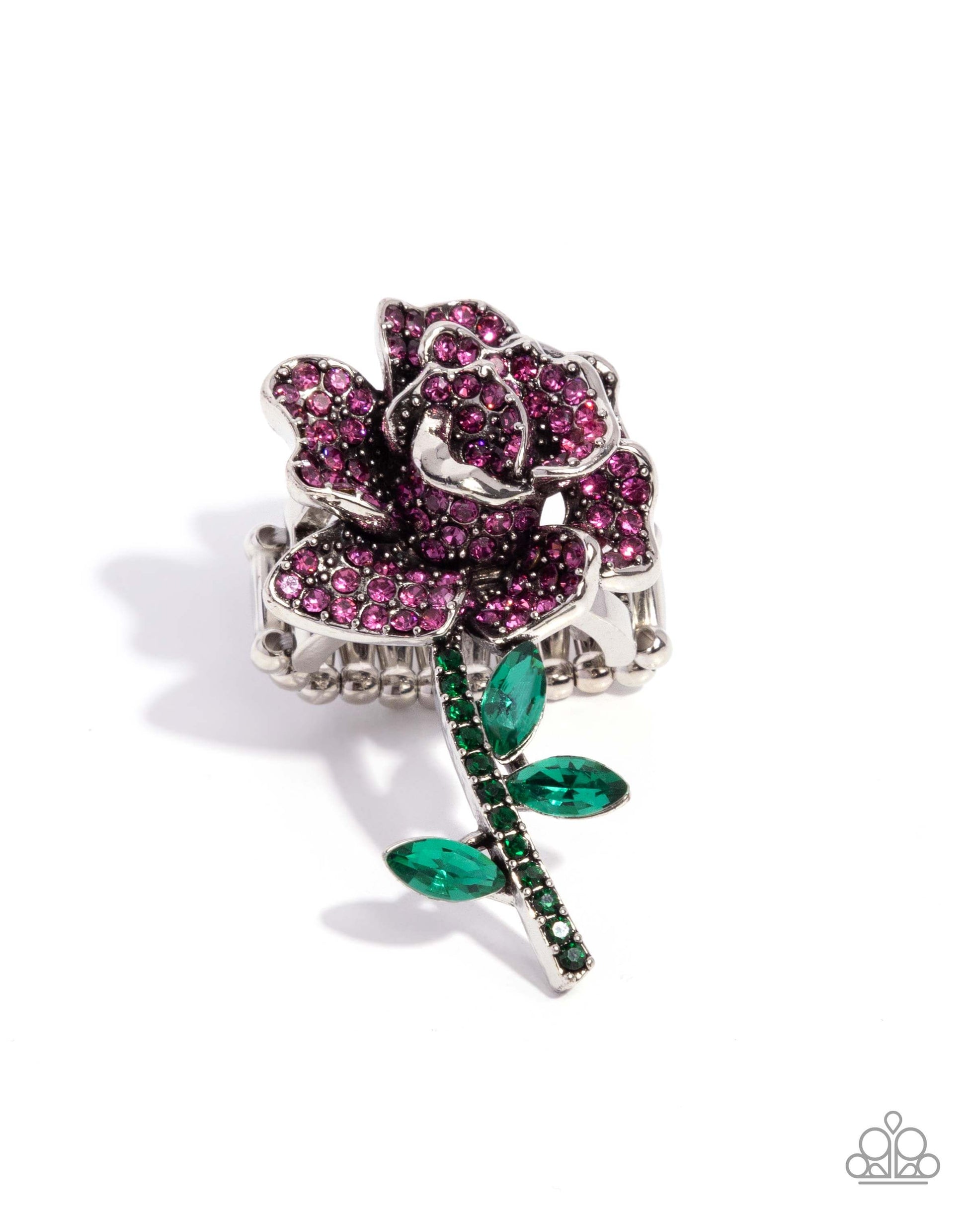 Boutonniere Bling - Pink Paparazzi Ring Accessories,Floral,purple,Ring,Roses