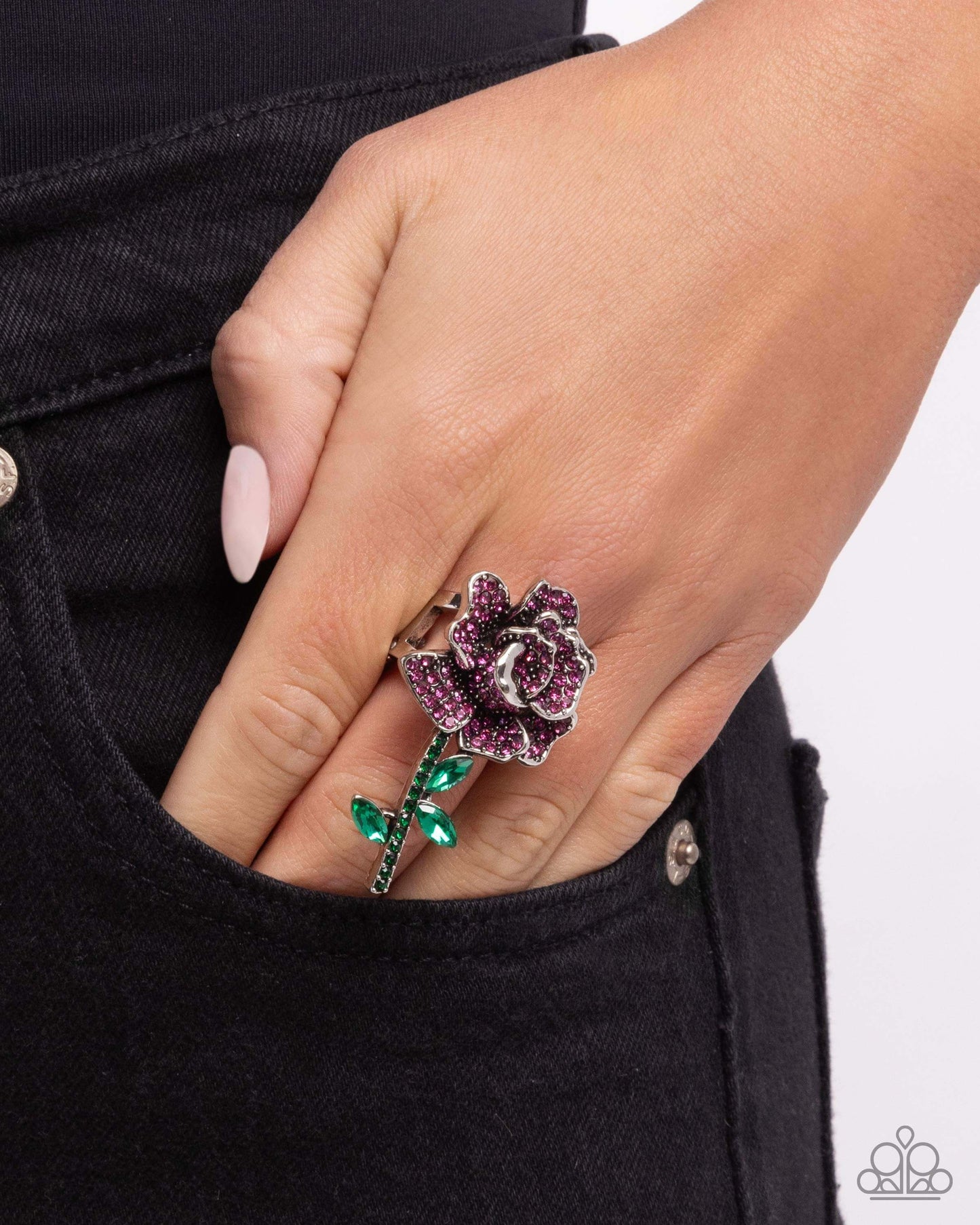 Boutonniere Bling - Pink Paparazzi Ring Accessories,Floral,purple,Ring,Roses