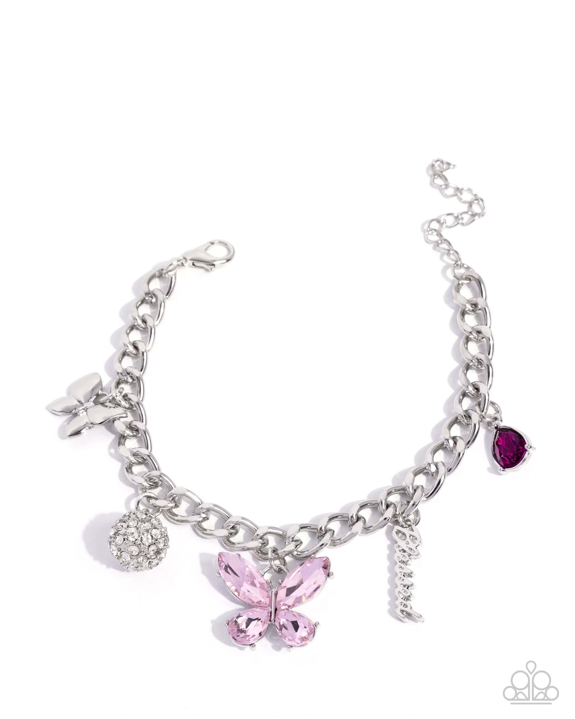 Luminous Lift - Pink Paparazzi BLESSED Charm Bracelet Accessories,Bracelet,Charms,Faith,Pink,Silver Accents