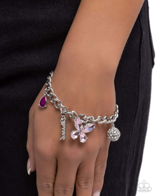 Luminous Lift - Pink Paparazzi BLESSED Charm Bracelet Accessories,Bracelet,Charms,Faith,Pink,Silver Accents
