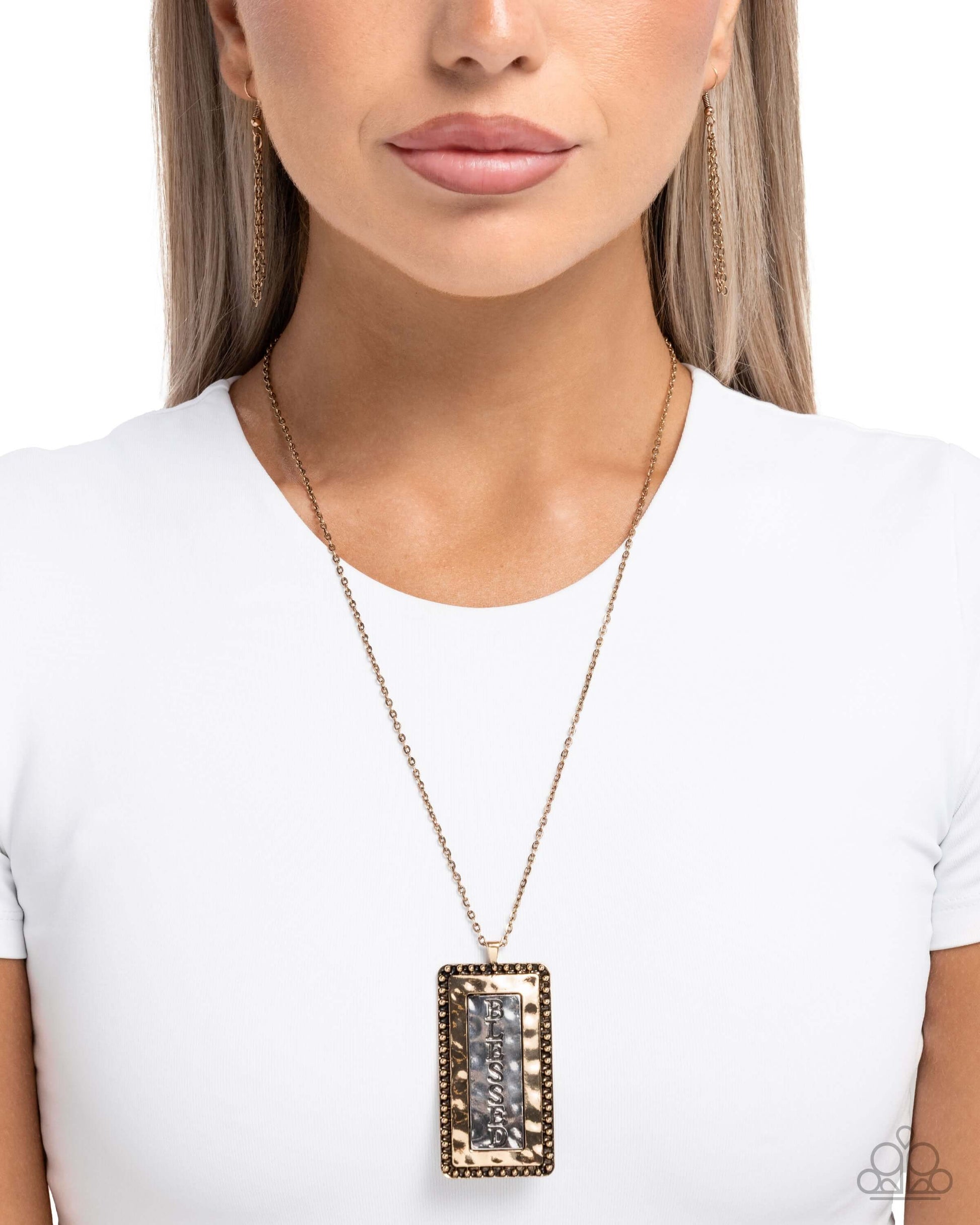 Bountifully Blessed - Gold Paparazzi Necklace Accessories,Faith,Gold,Necklace,Short Necklace